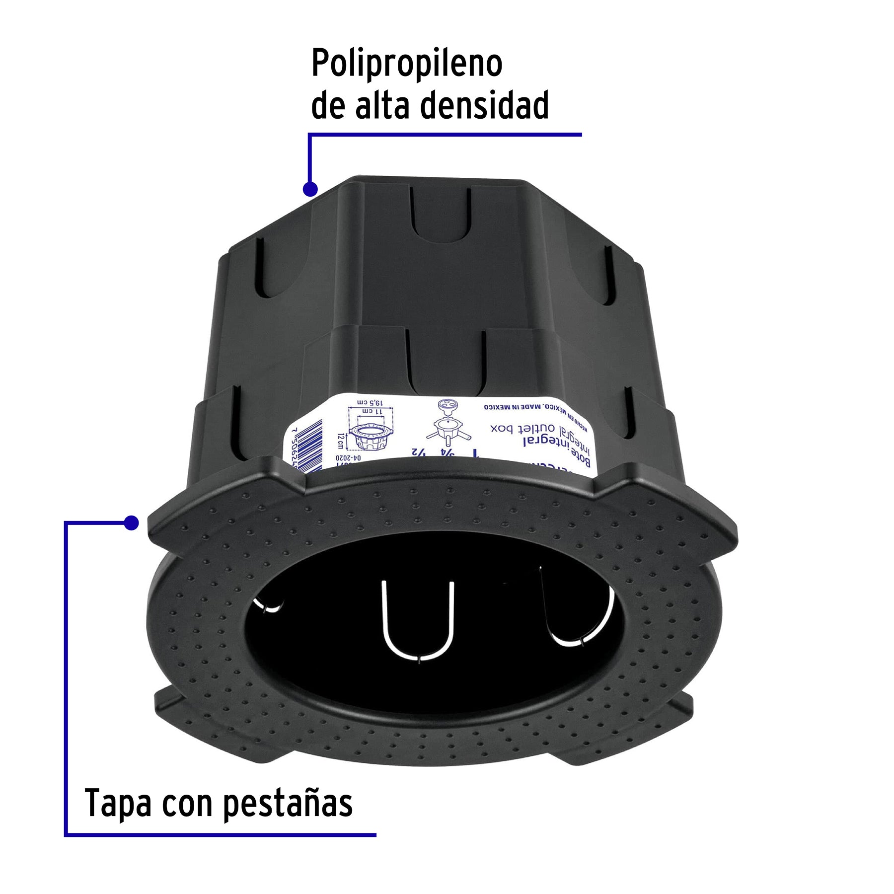 Bote integral de 12 cm, aro interno de 11 cm, VOLTECK
