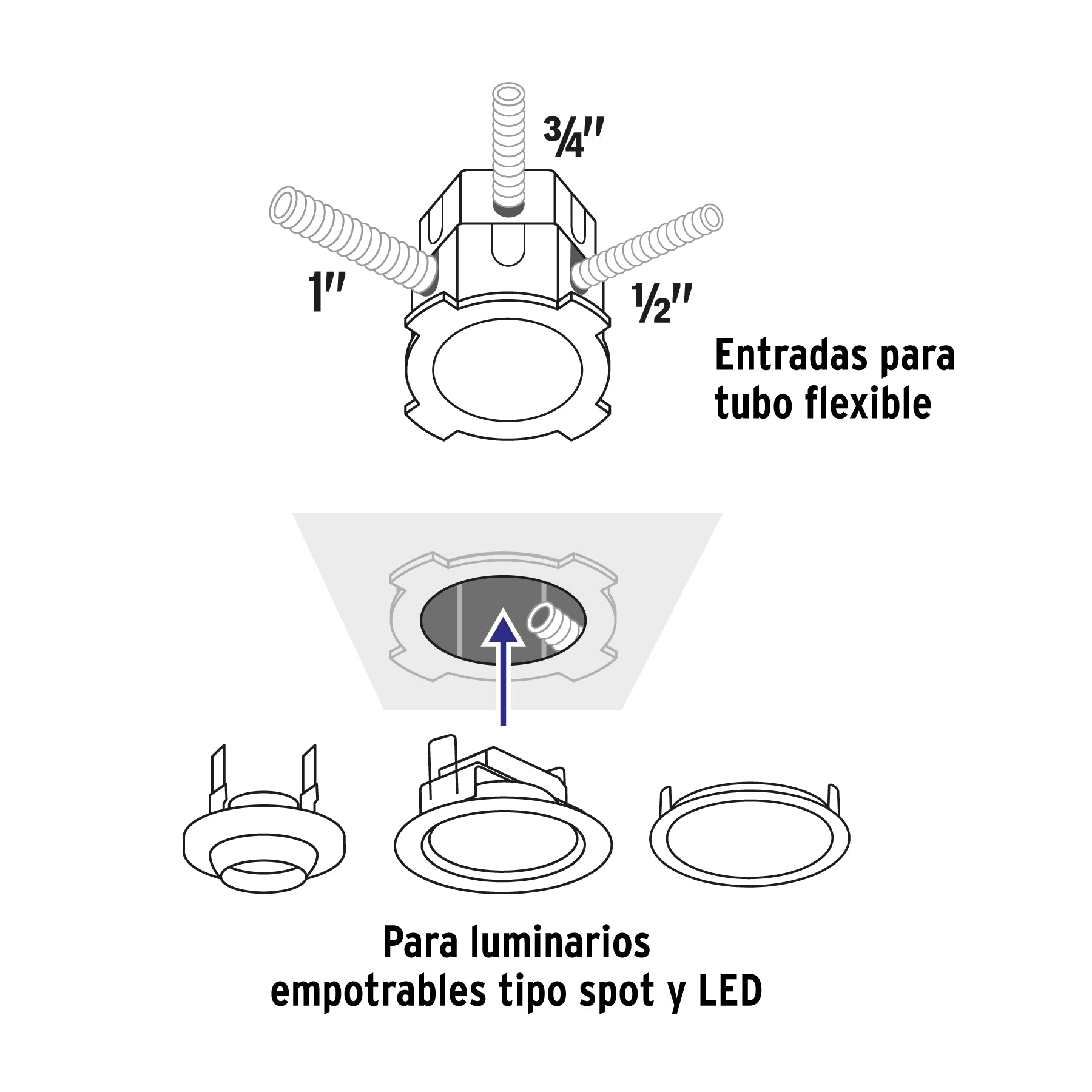 Bote integral de 8 cm, aro interno de 8 cm, VOLTECK