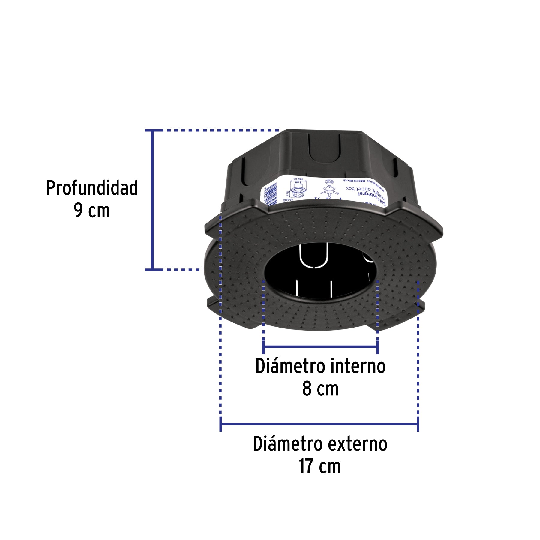 Bote integral de 8 cm, aro interno de 8 cm, VOLTECK