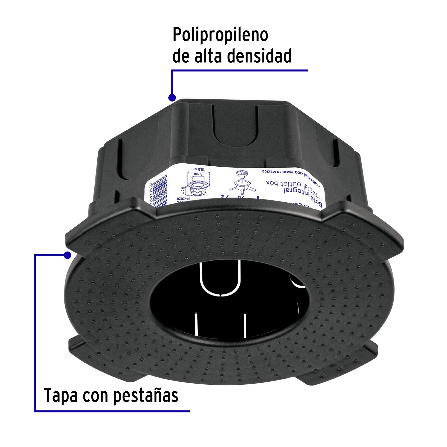Bote integral de 8 cm, aro interno de 8 cm, VOLTECK