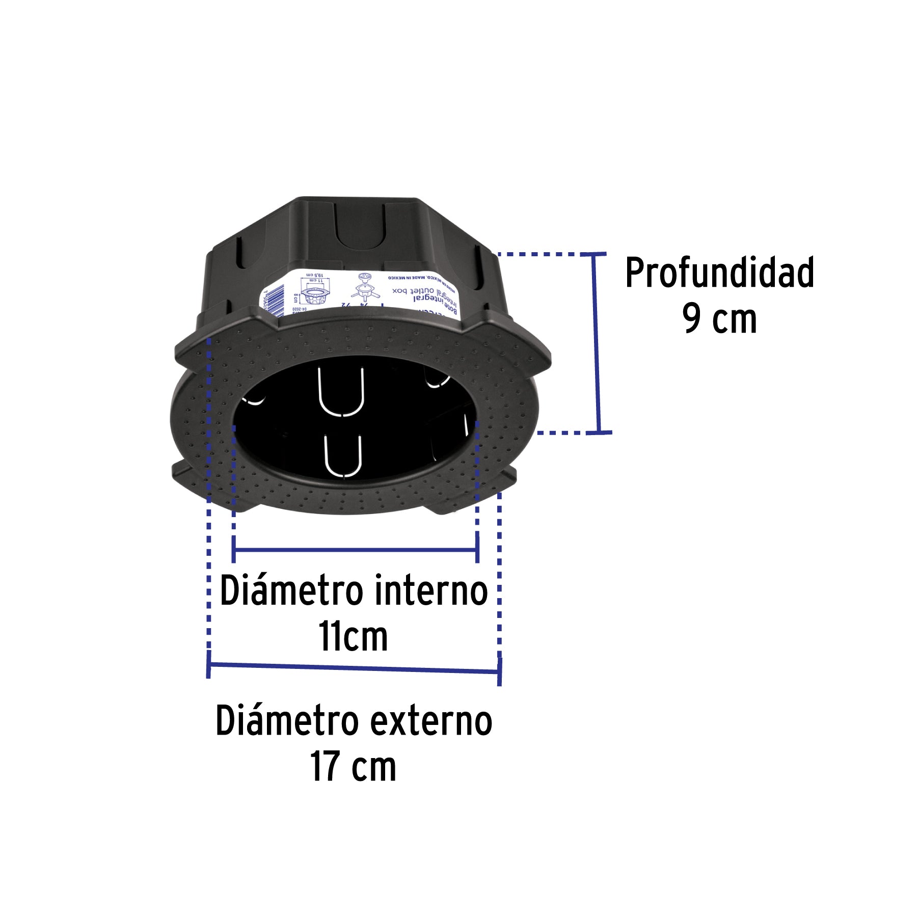 Bote integral de 8 cm, aro interno de 11 cm, VOLTECK