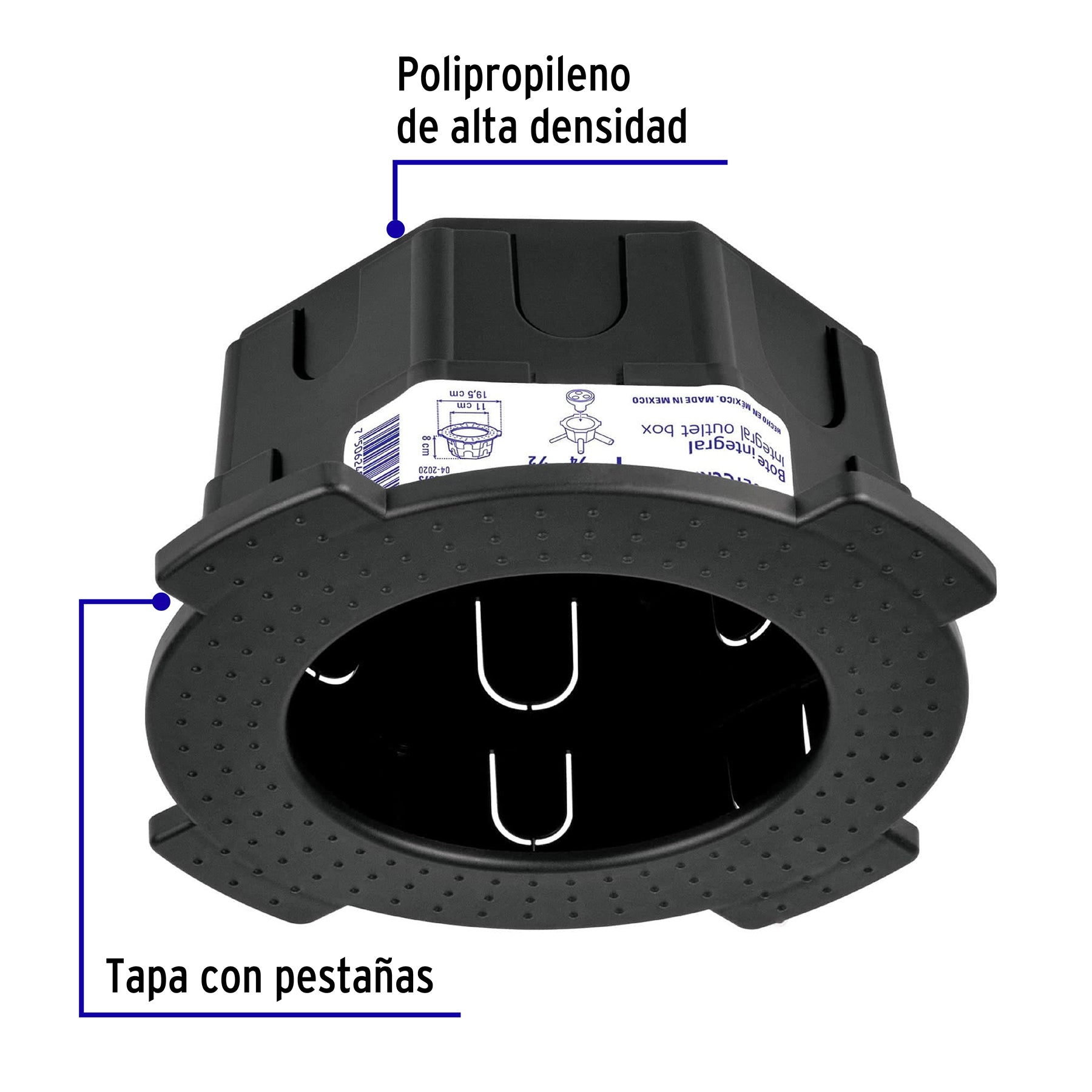 Bote integral de 8 cm, aro interno de 11 cm, VOLTECK