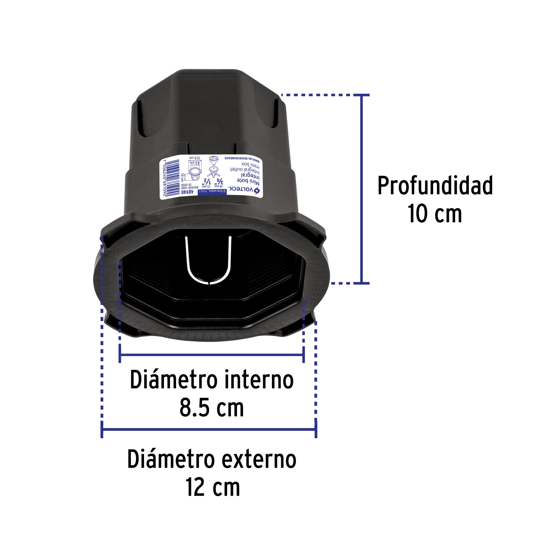 Mini bote integral 10 cm, aro interno de 8.5 cm, VOLTECK