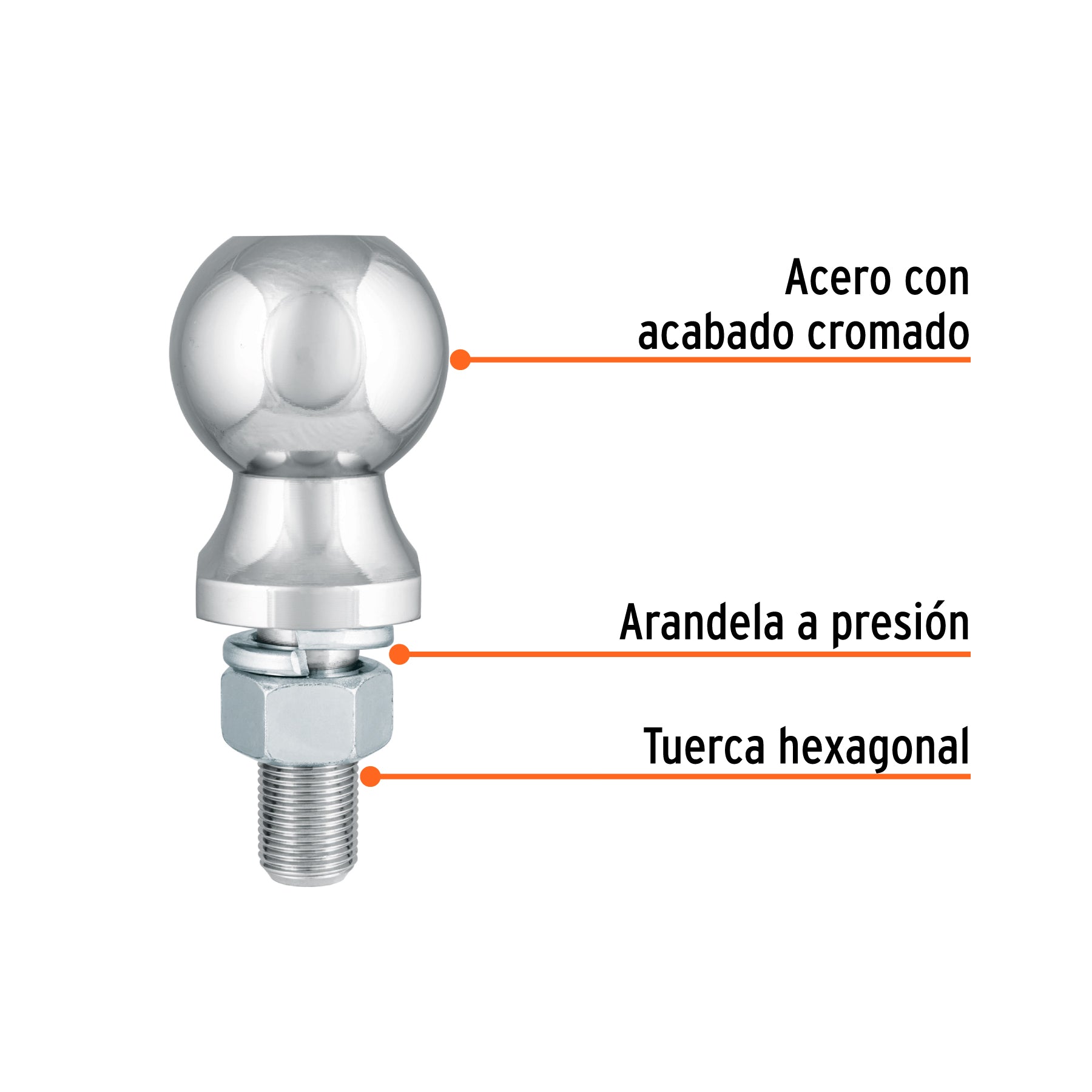 Bola de arrastre para remolque, 2", 3,500 lb, TRUPER