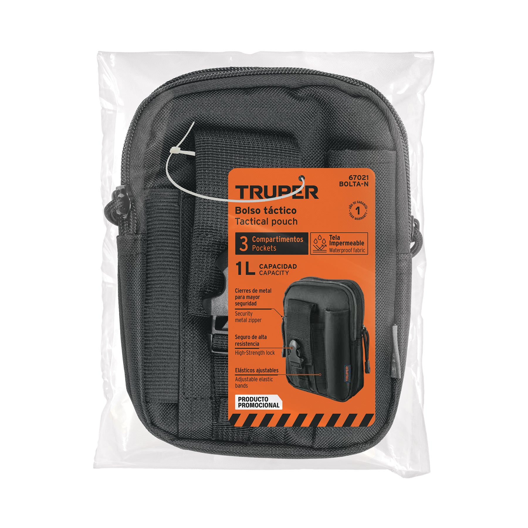 Bolso táctico negro para cinturón, TRUPER