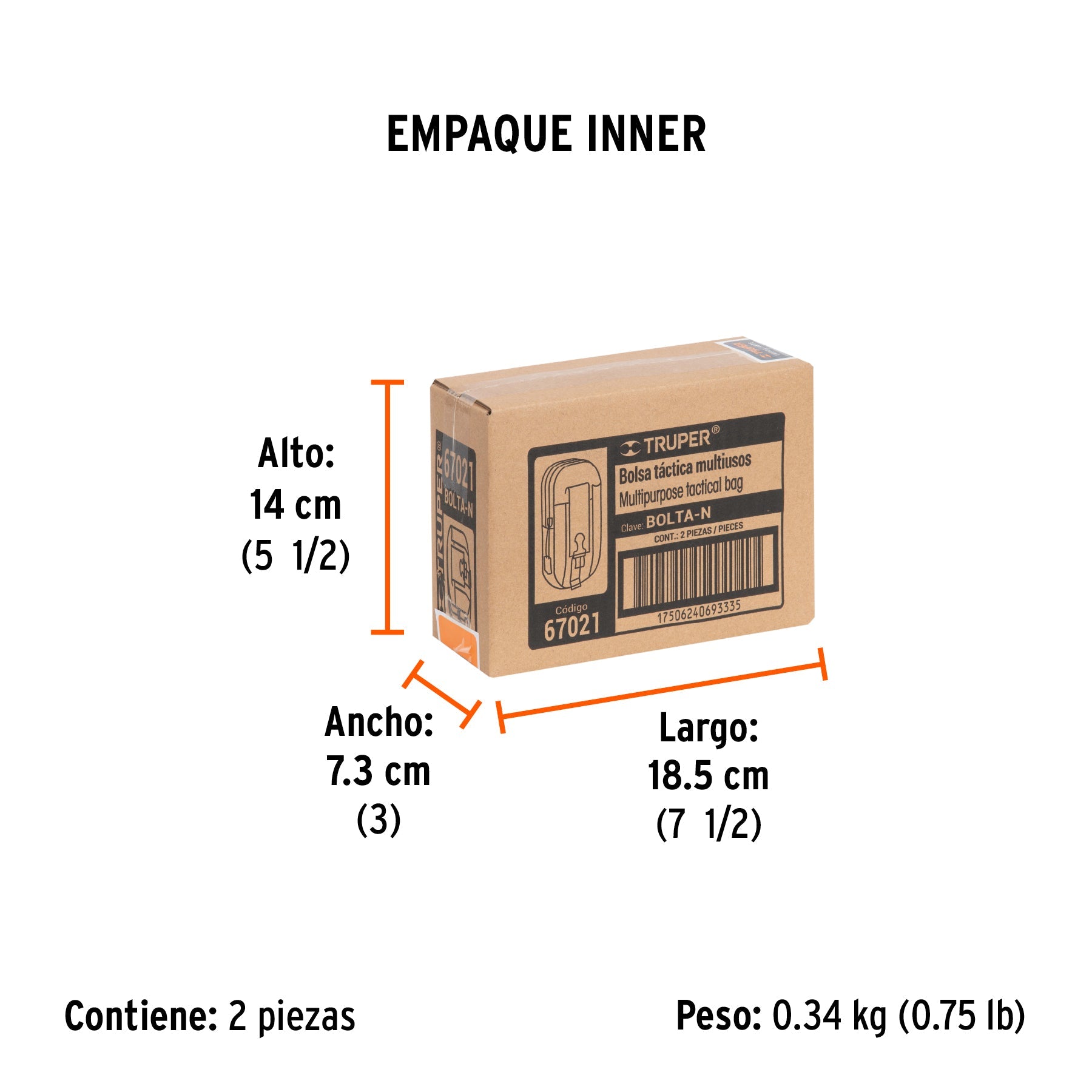Bolso táctico negro para cinturón, TRUPER - Empaque