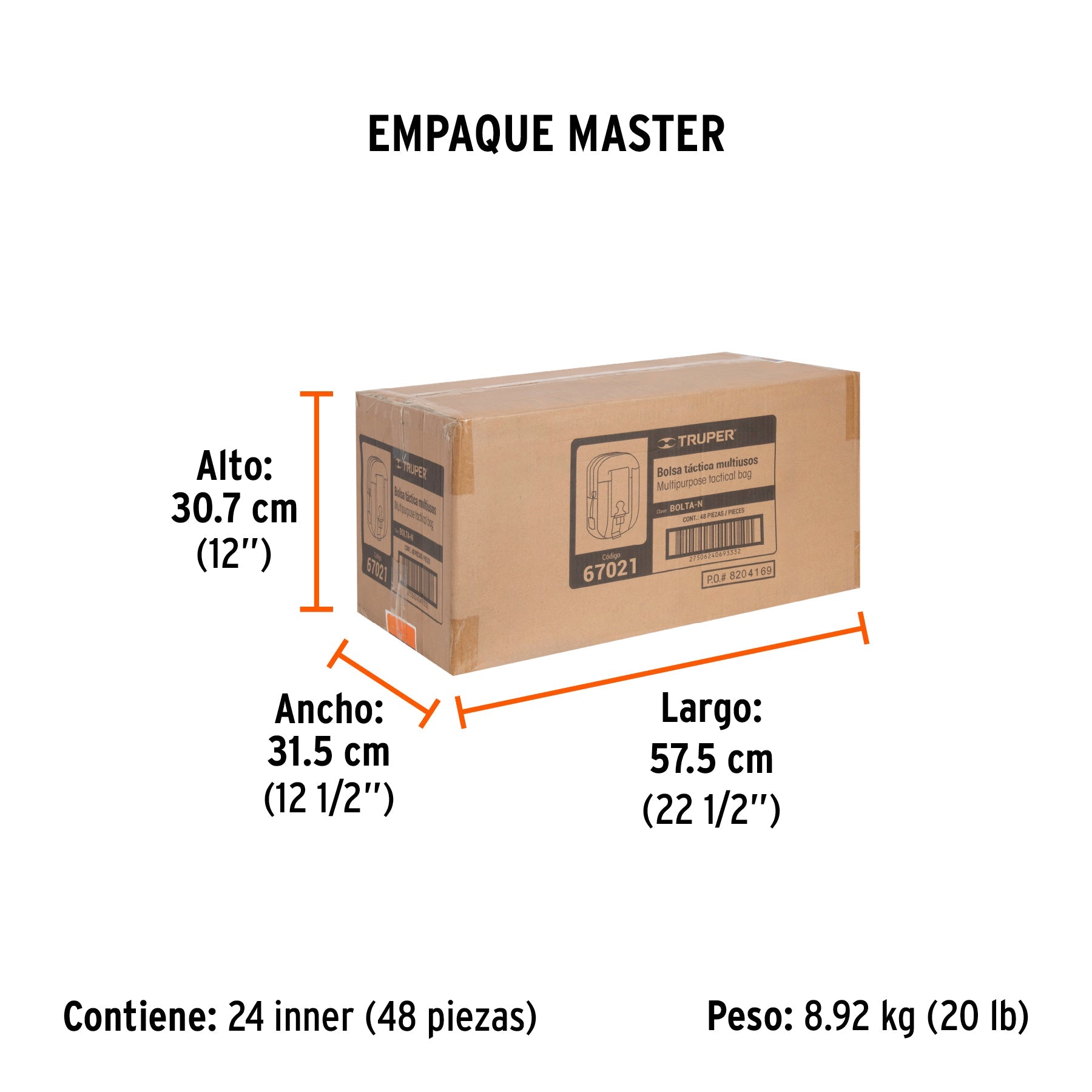 Bolso táctico negro para cinturón, TRUPER - Empaque