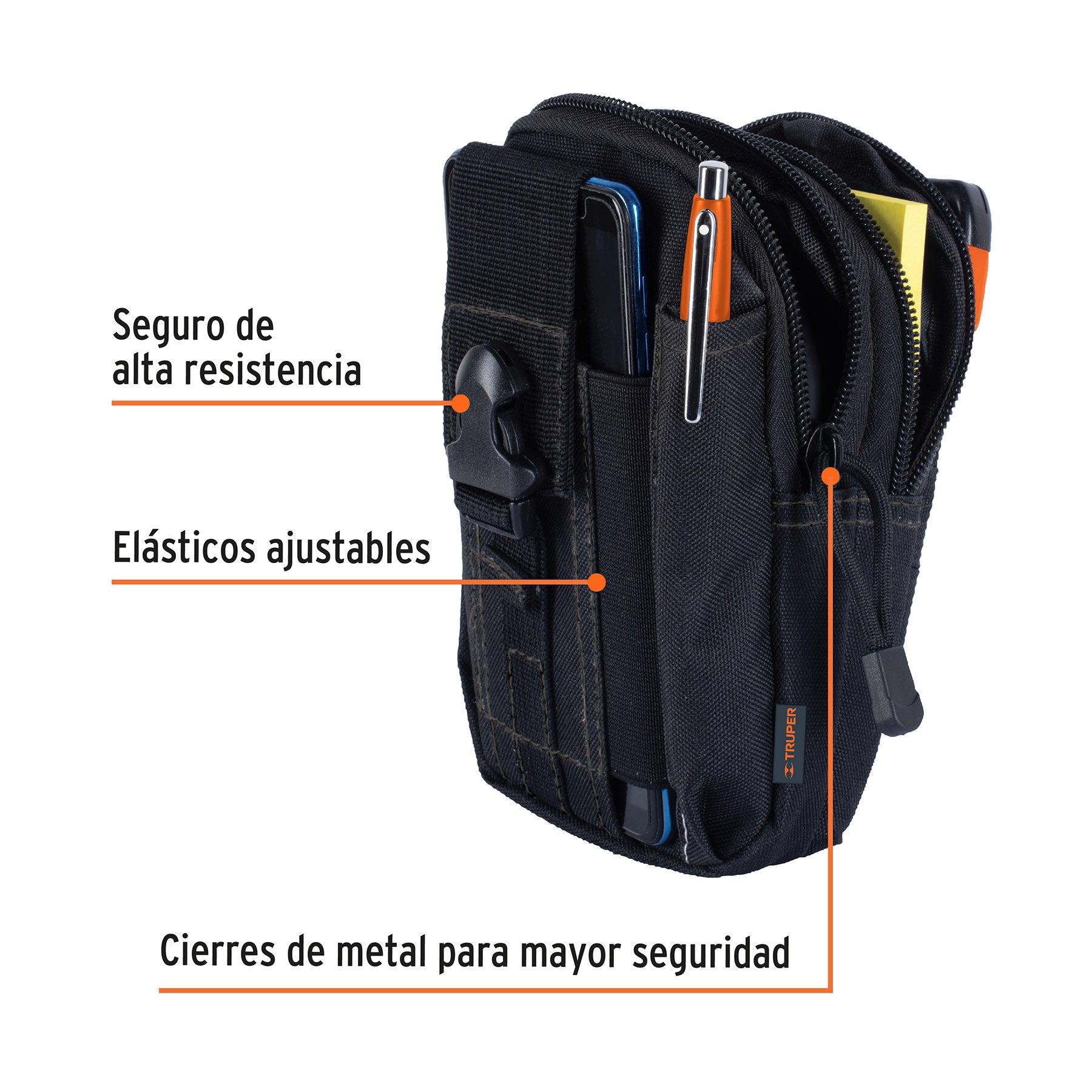 Bolso táctico negro para cinturón, TRUPER