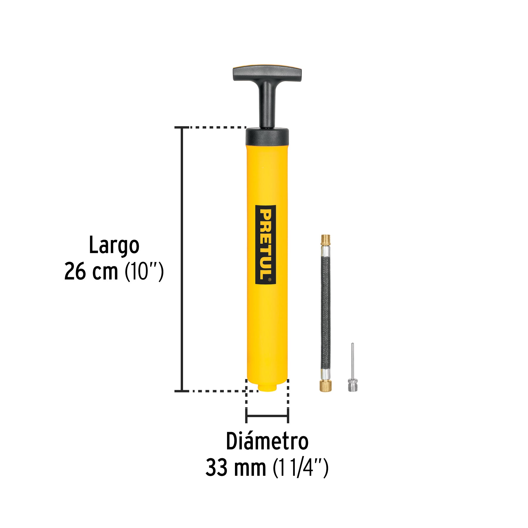 Mini bomba manual para inflar balones, 25 PSI, PRETUL