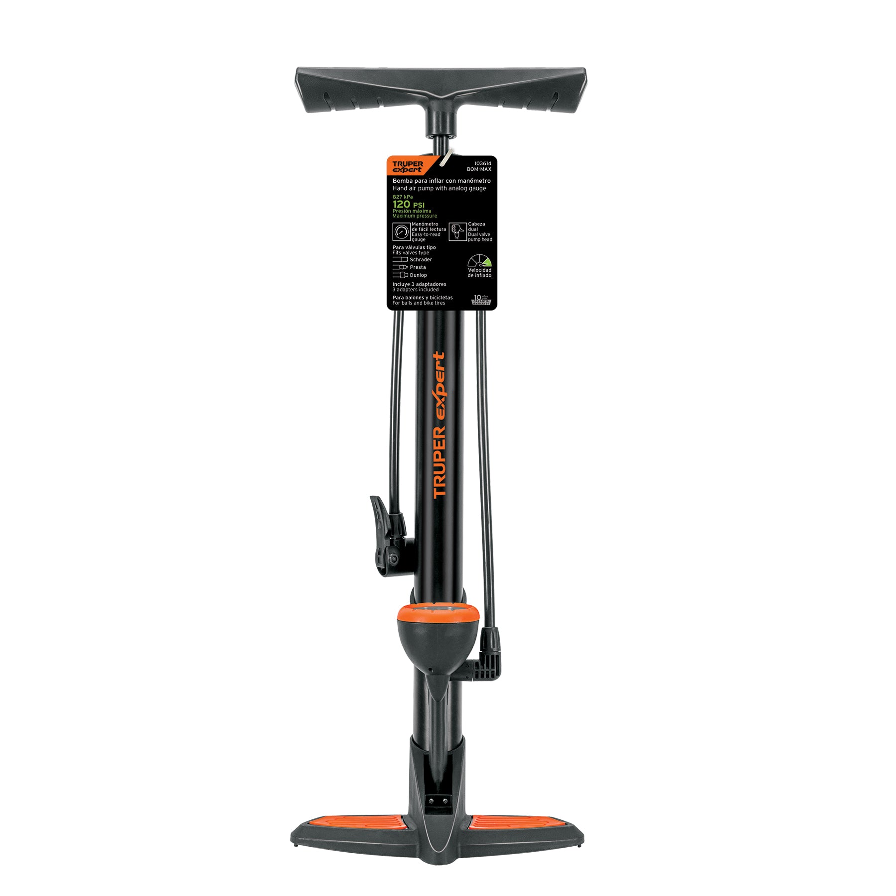 Bomba manual con manómetro, 120 PSI, TRUPER EXPERT