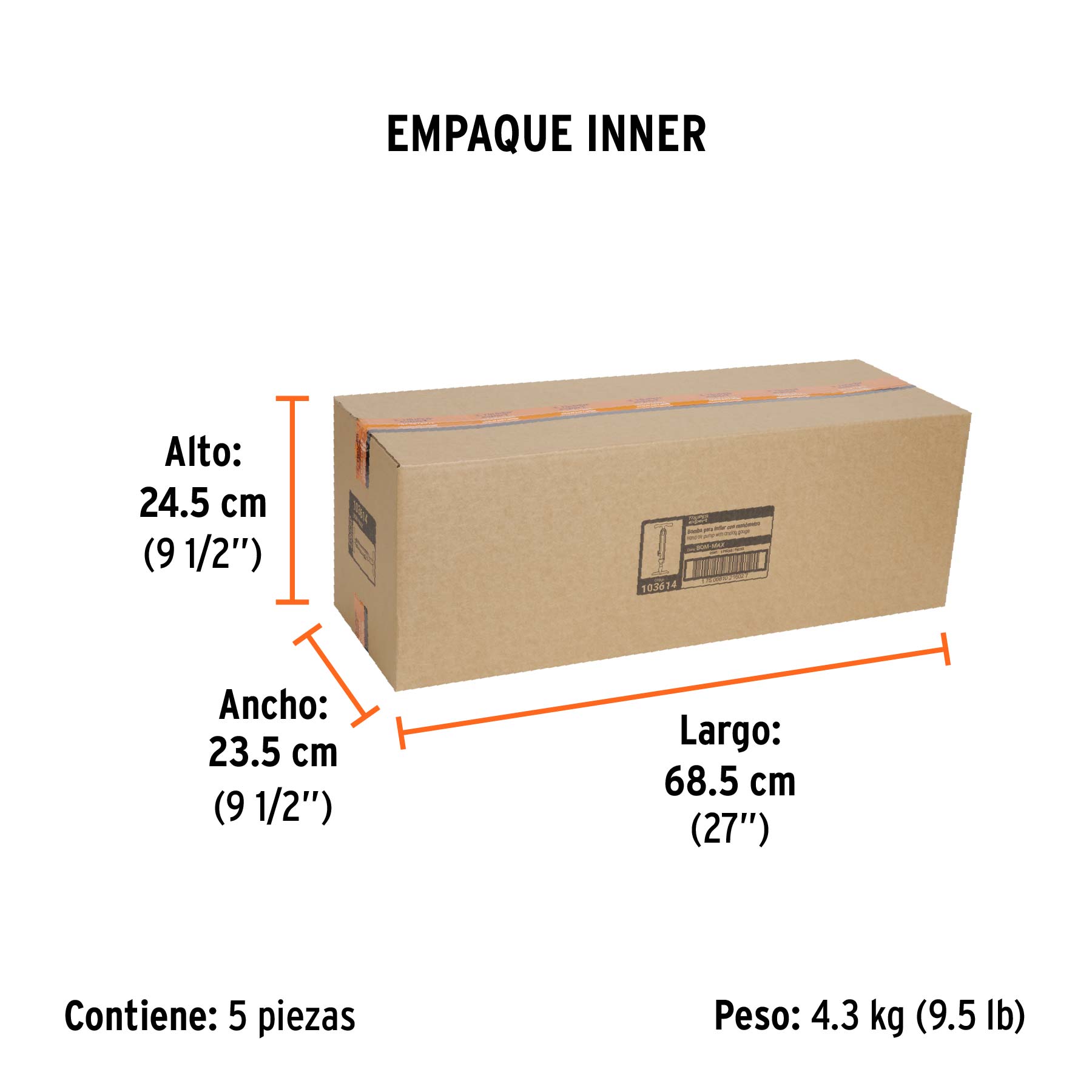 Bomba manual con manómetro, 120 PSI, TRUPER EXPERT - Empaque