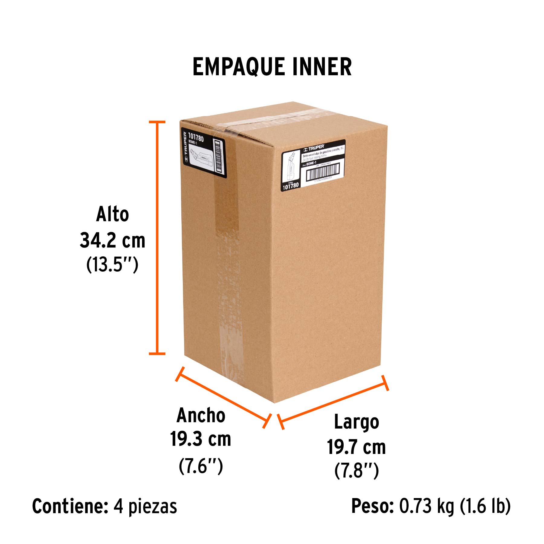 Bote para mezcla de gasolina y aceite, 1 L, TRUPER - Empaque