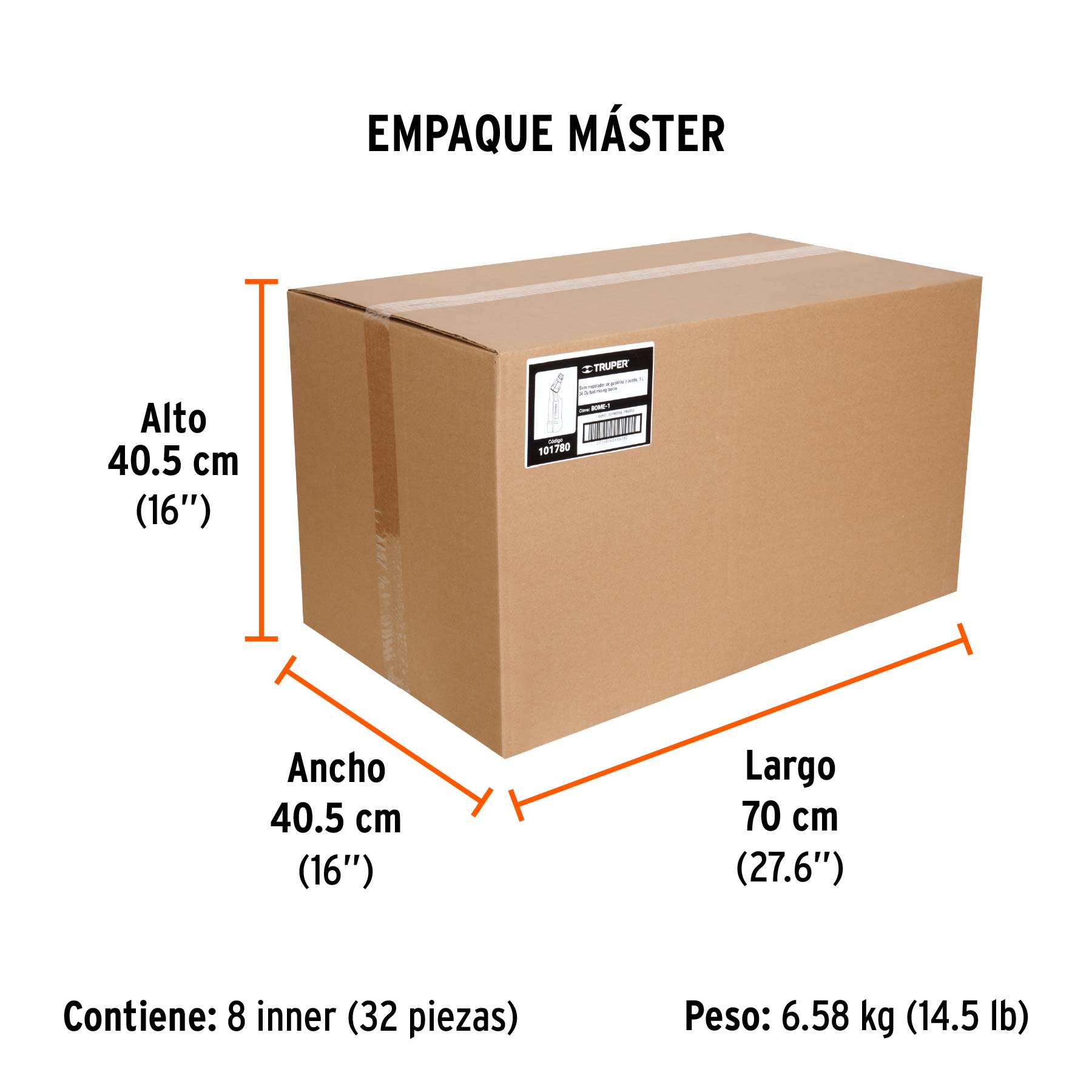 Bote para mezcla de gasolina y aceite, 1 L, TRUPER - Empaque