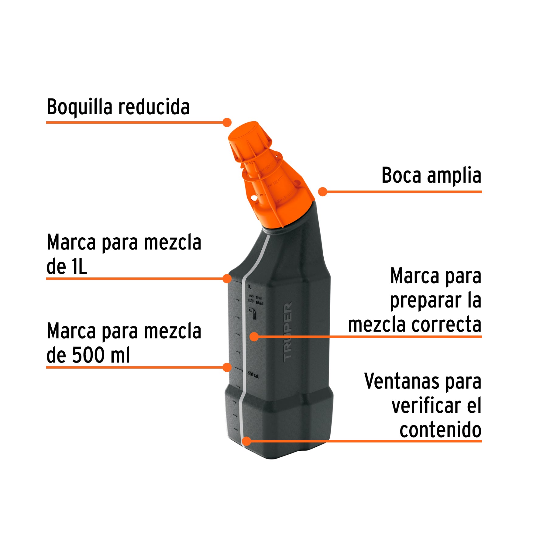 Bote para mezcla de gasolina y aceite, 1 L, TRUPER