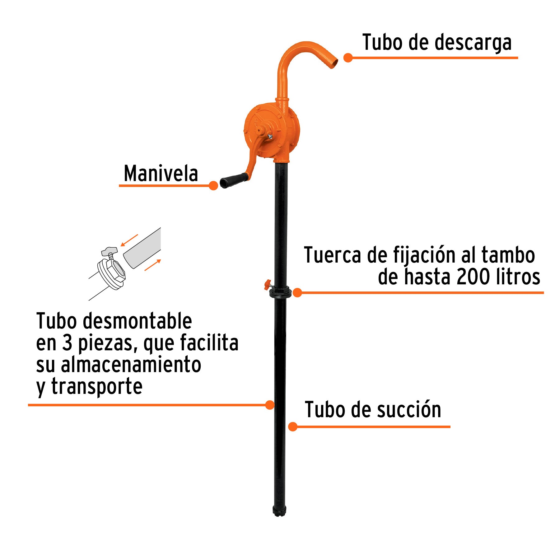 Bomba extractora de aceites con manivela, TRUPER