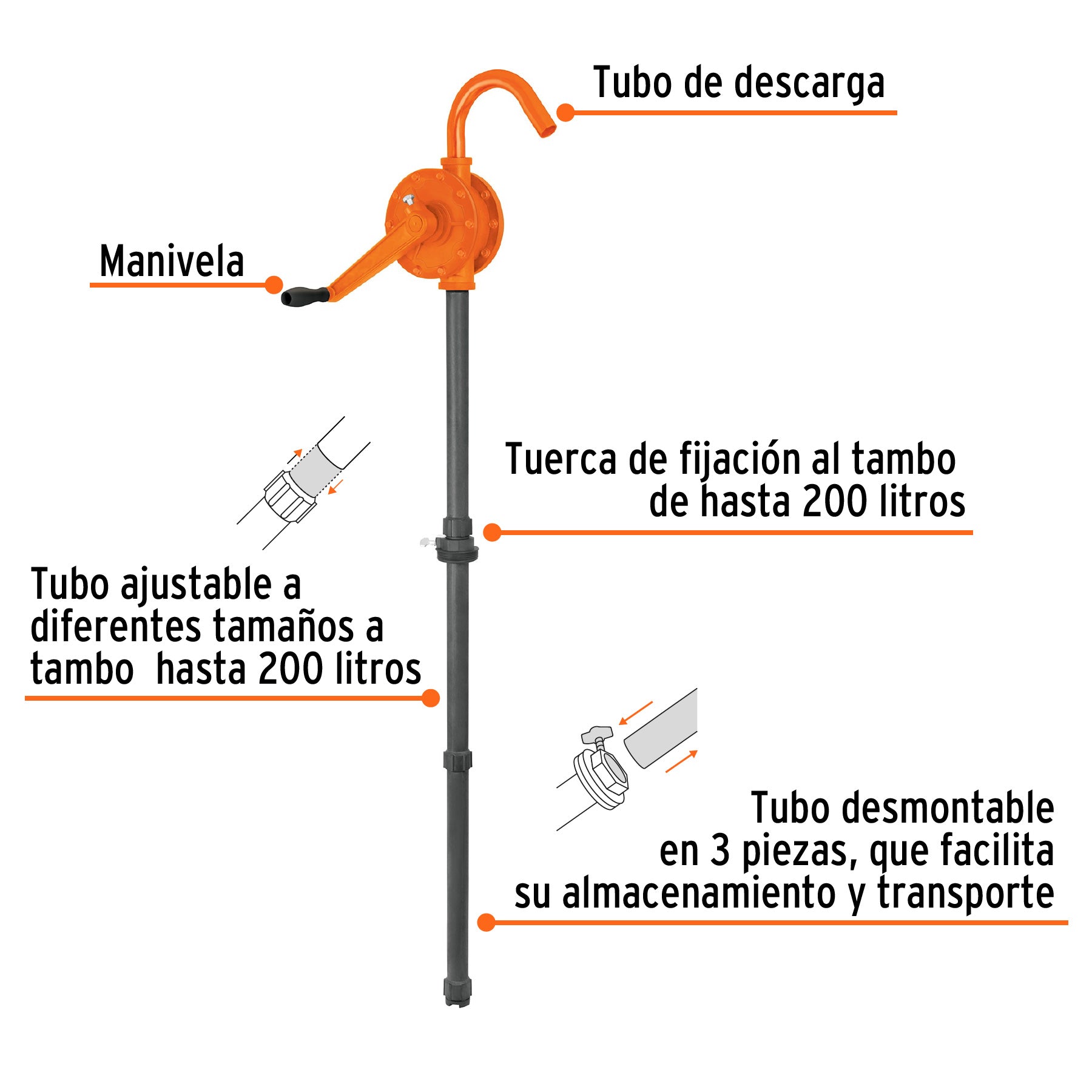 Bomba extractora de ácidos con manivela, TRUPER