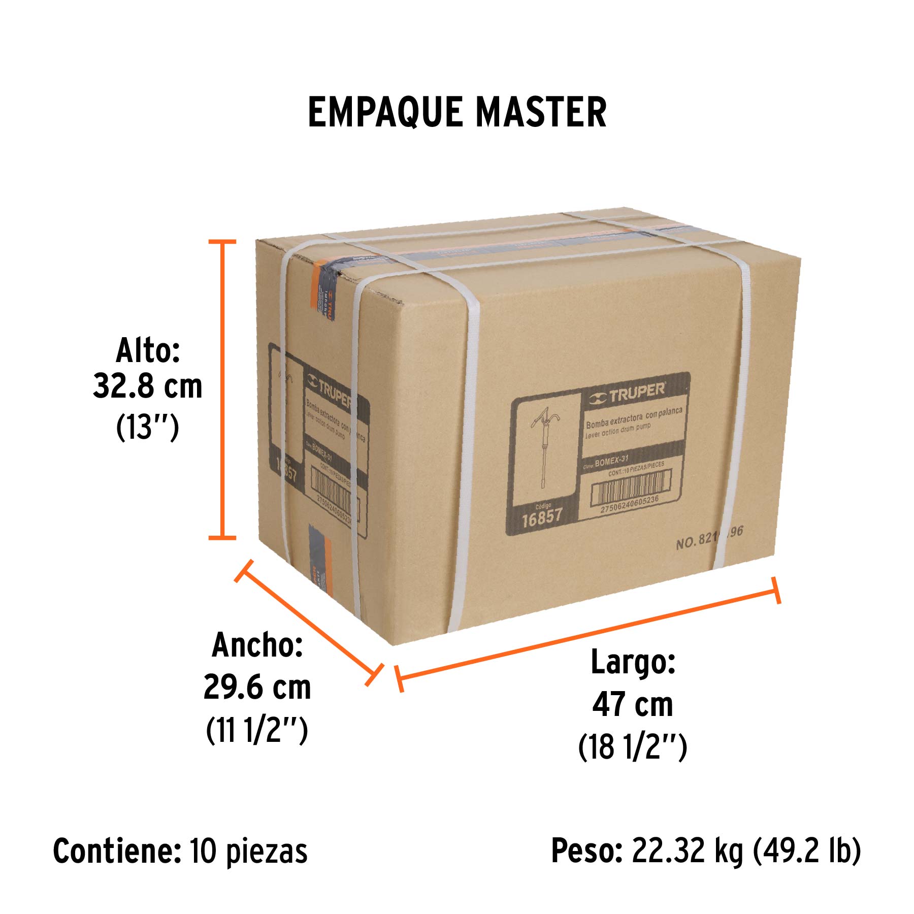 Bomba extractora de aceites con palanca, TRUPER - Empaque