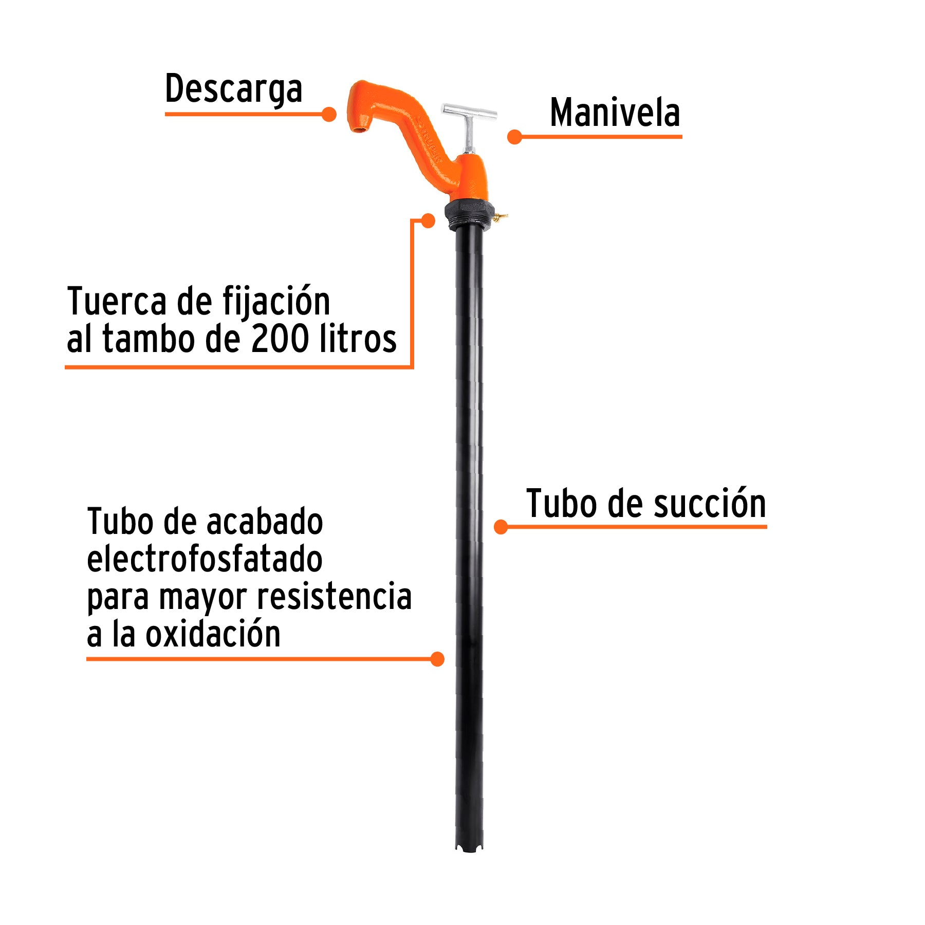 Bomba extractora de solventes con manija tipo "T", TRUPER