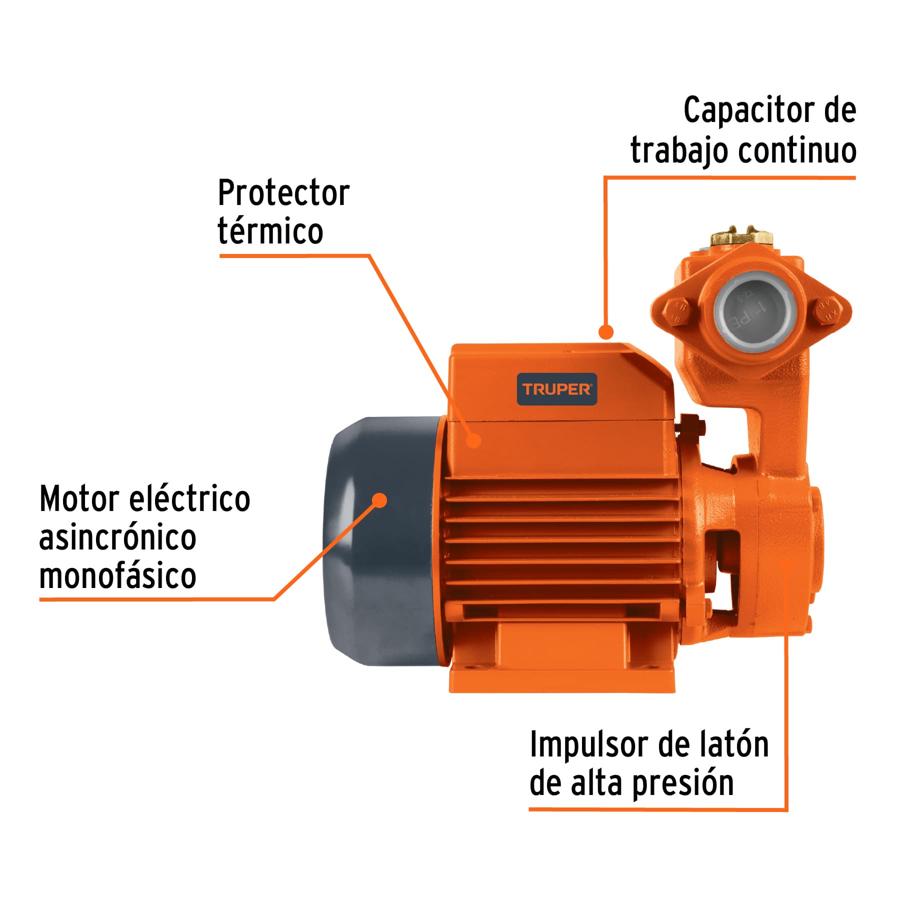 Bomba periférica autocebante 1/2HP, uso agrícola, TRUPER