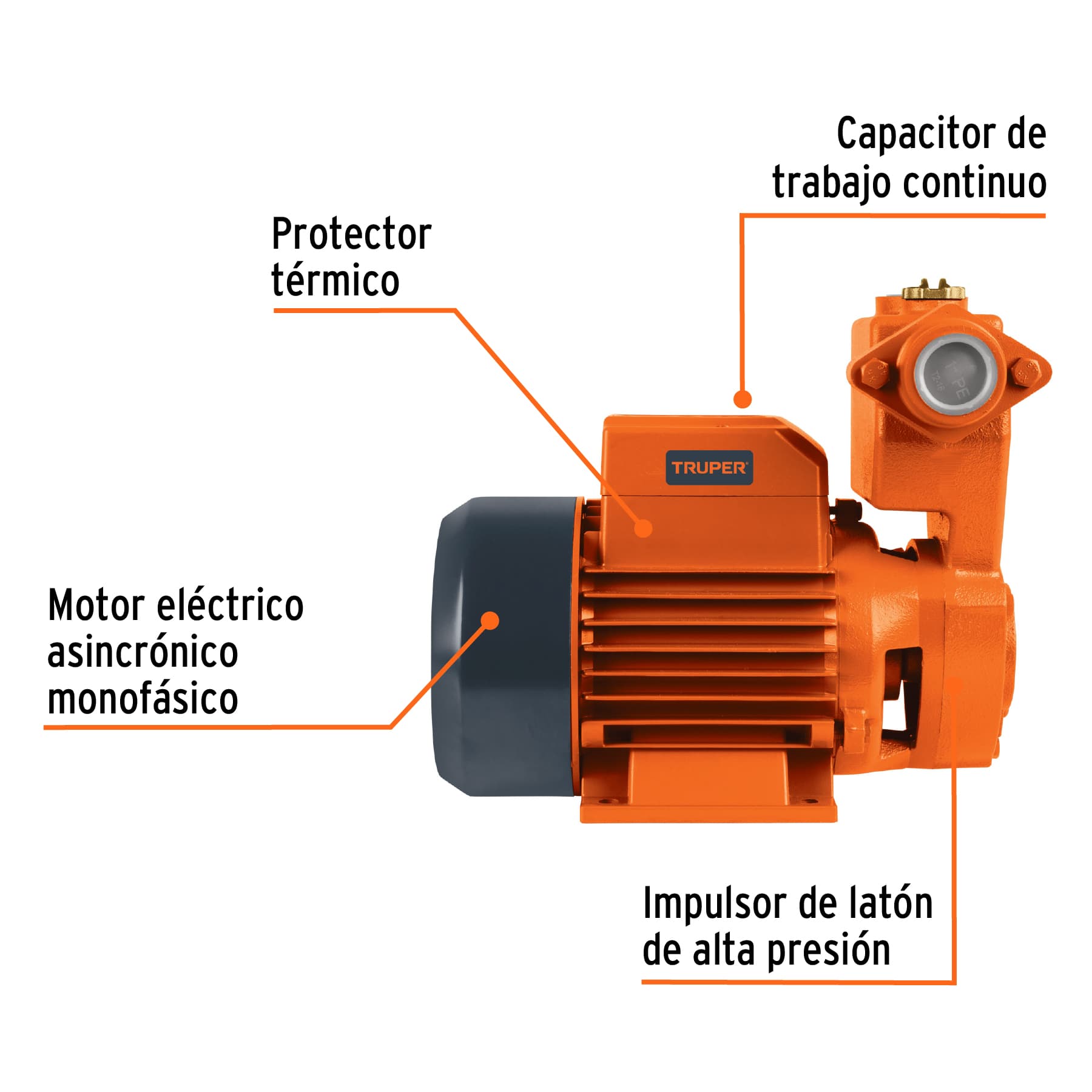 Bomba periférica autocebante 1HP, uso agrícola, TRUPER