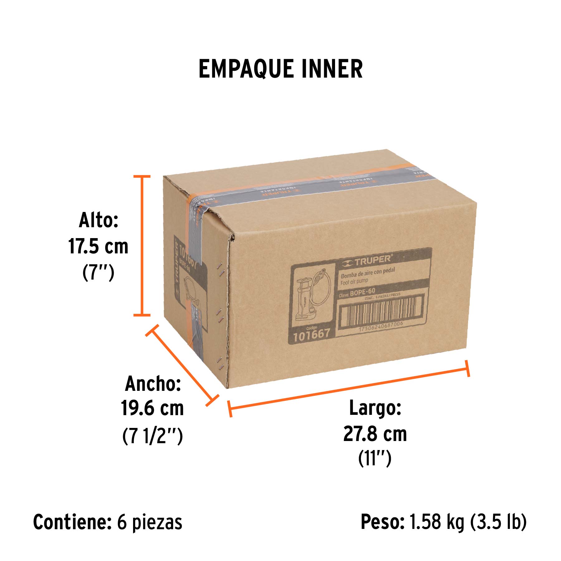 Bomba de pedal 60 PSI, TRUPER - Empaque