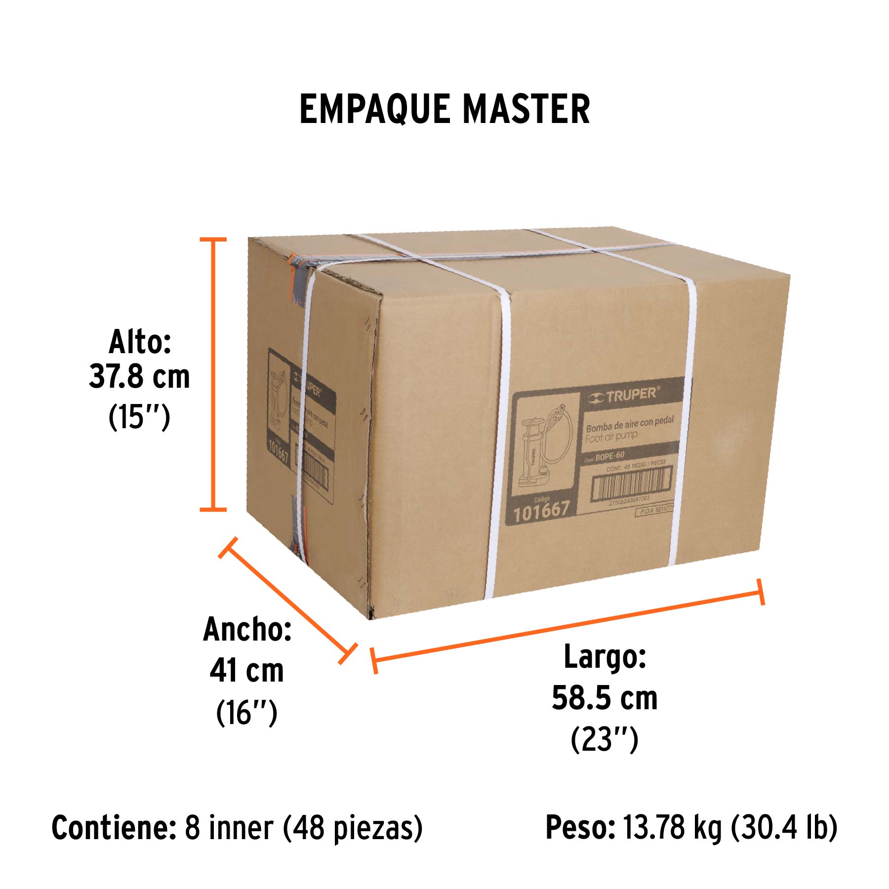 Bomba de pedal 60 PSI, TRUPER - Empaque