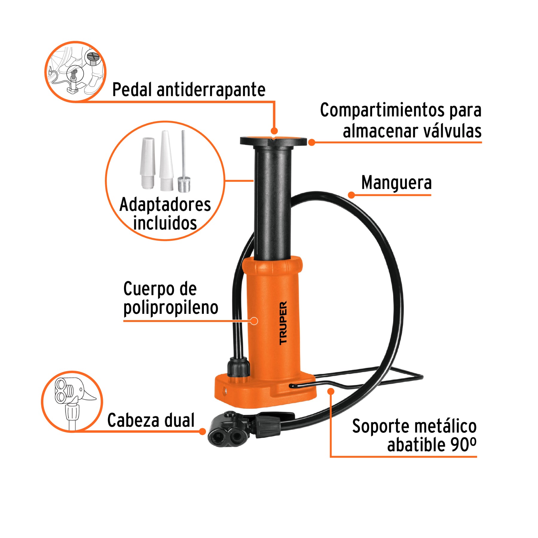 Bomba de pedal 60 PSI, TRUPER