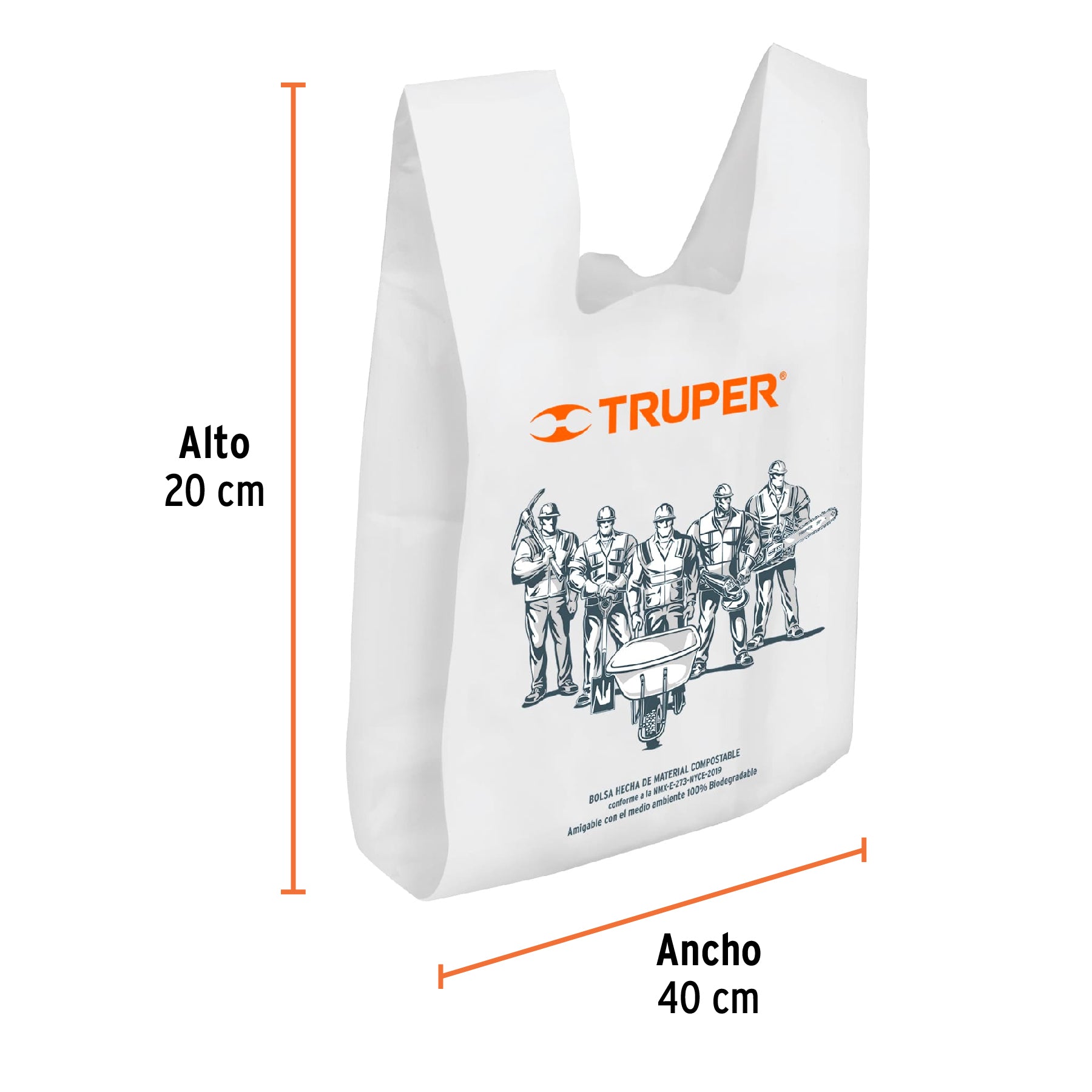 Bolsa plástica biodegradable de 20 x 40 cm, TRUPER