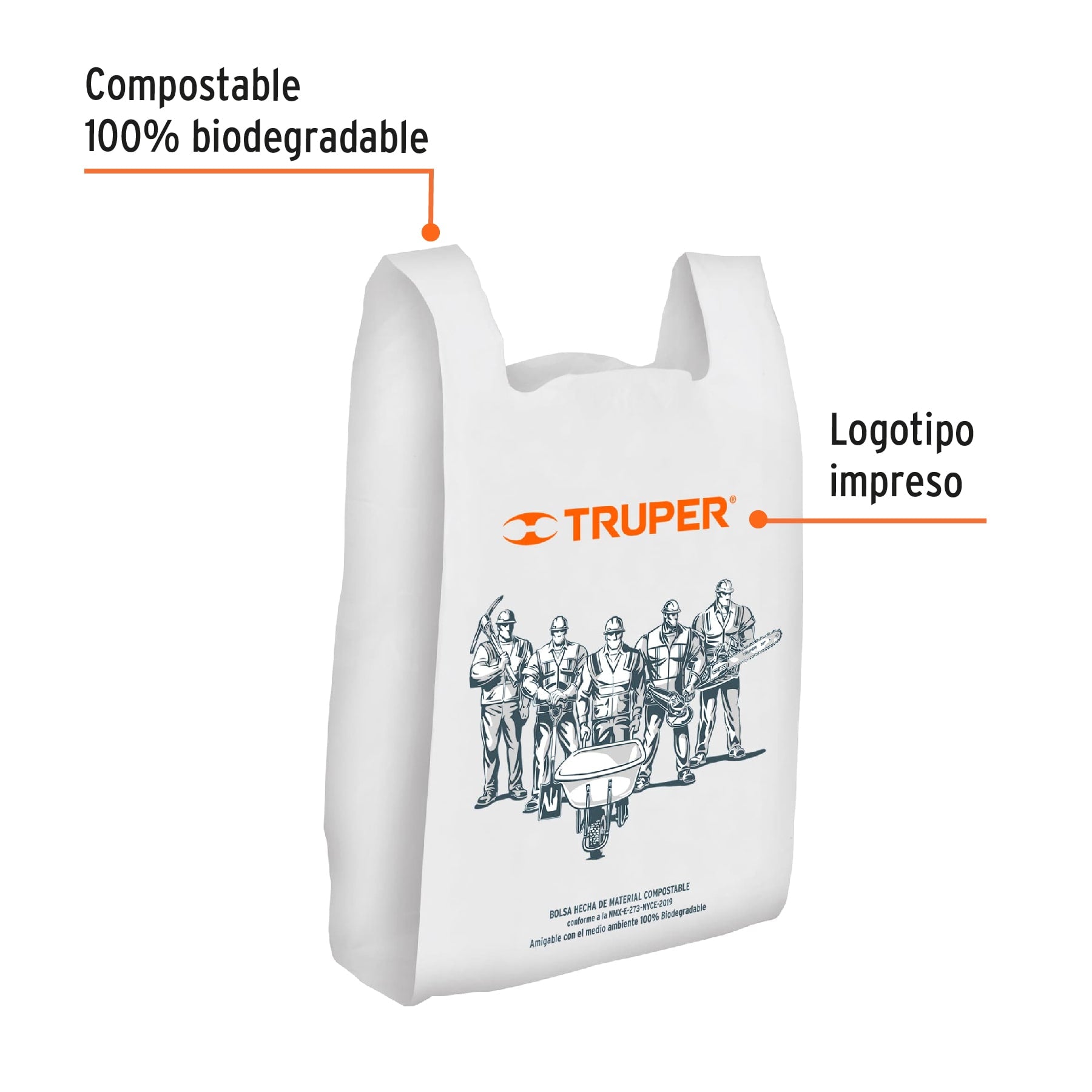 Bolsa plástica biodegradable de 34 x 60 cm, TRUPER