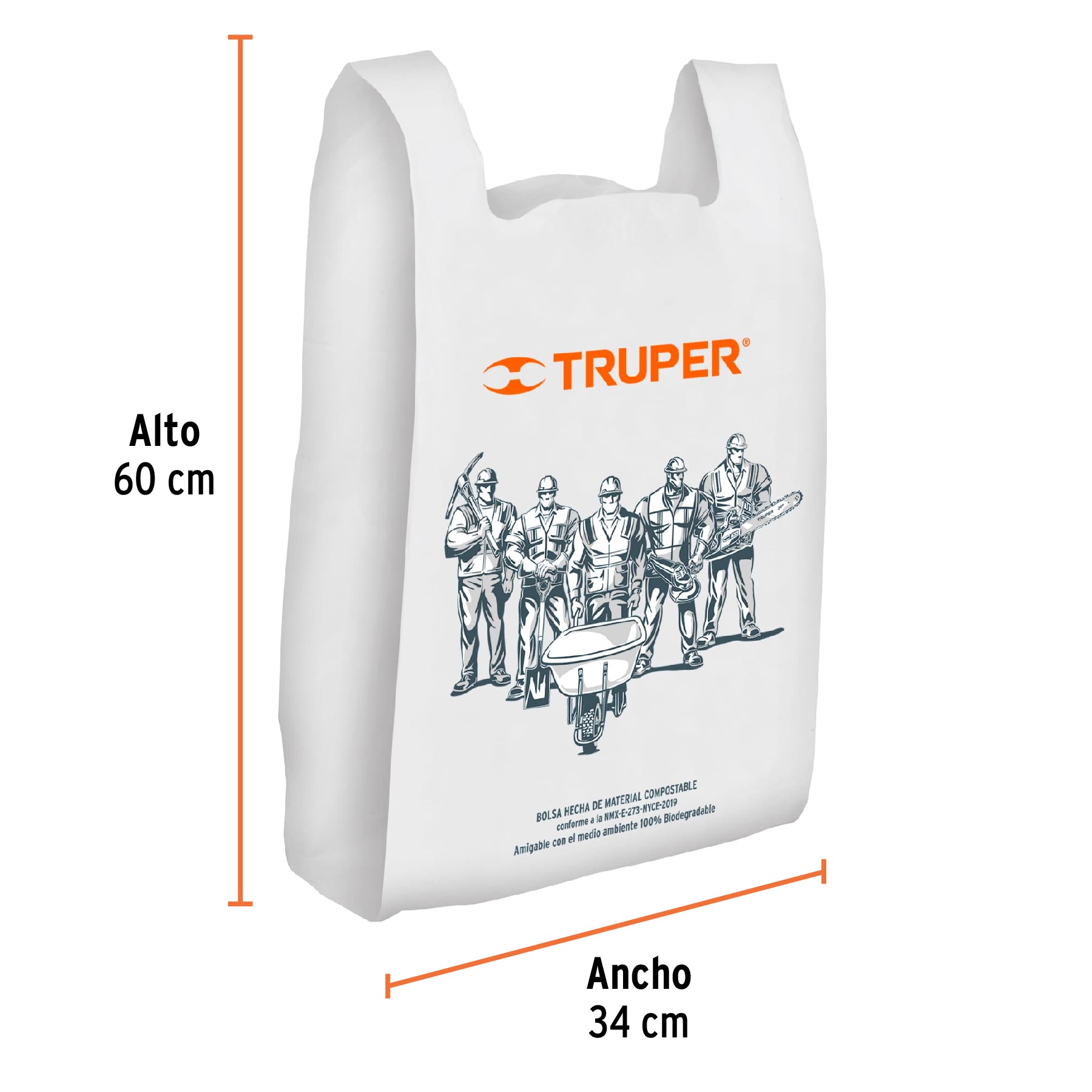 Bolsa plástica biodegradable de 34 x 60 cm, TRUPER