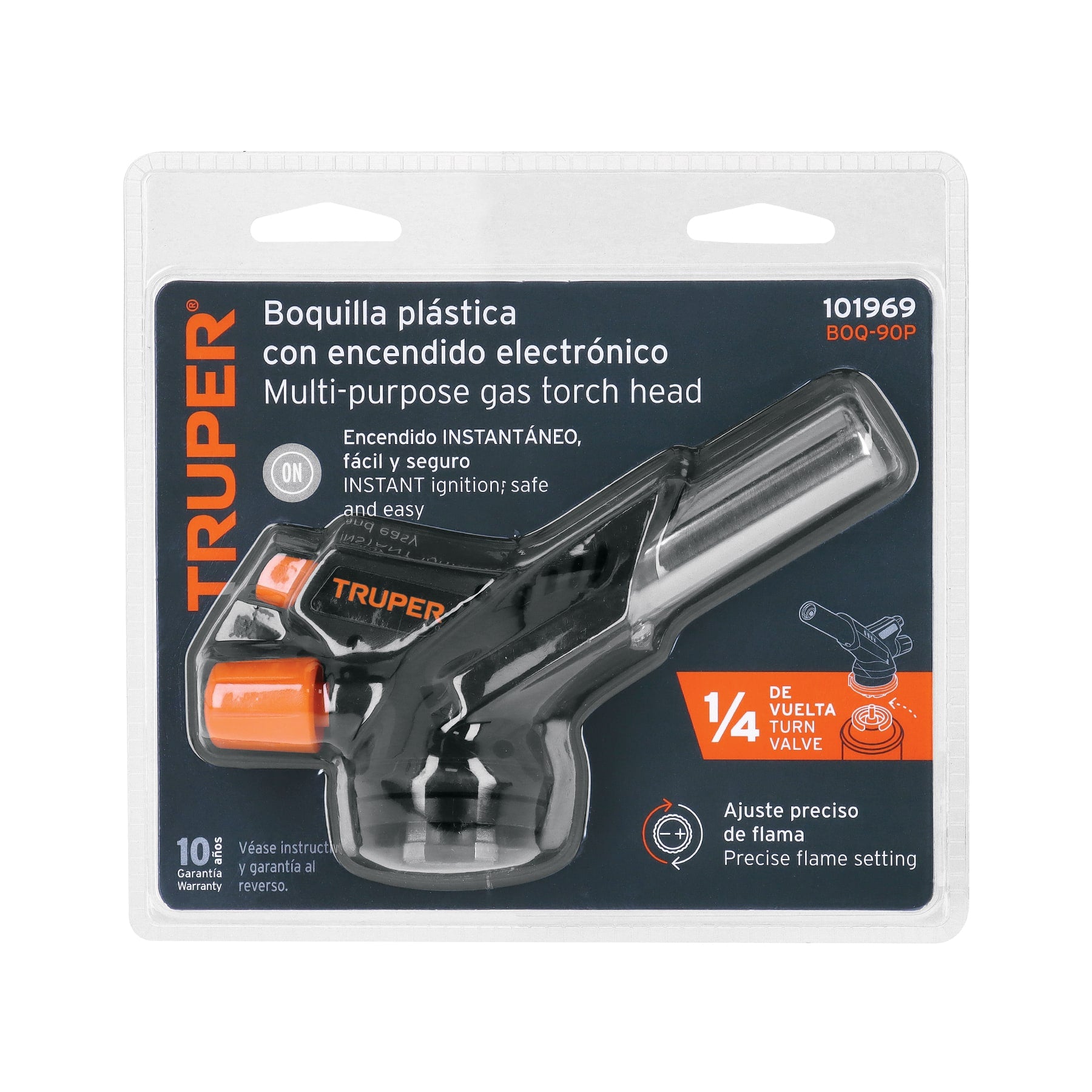 Soplete plástico,encendido electrónico, 1/4 de vuelta,TRUPER