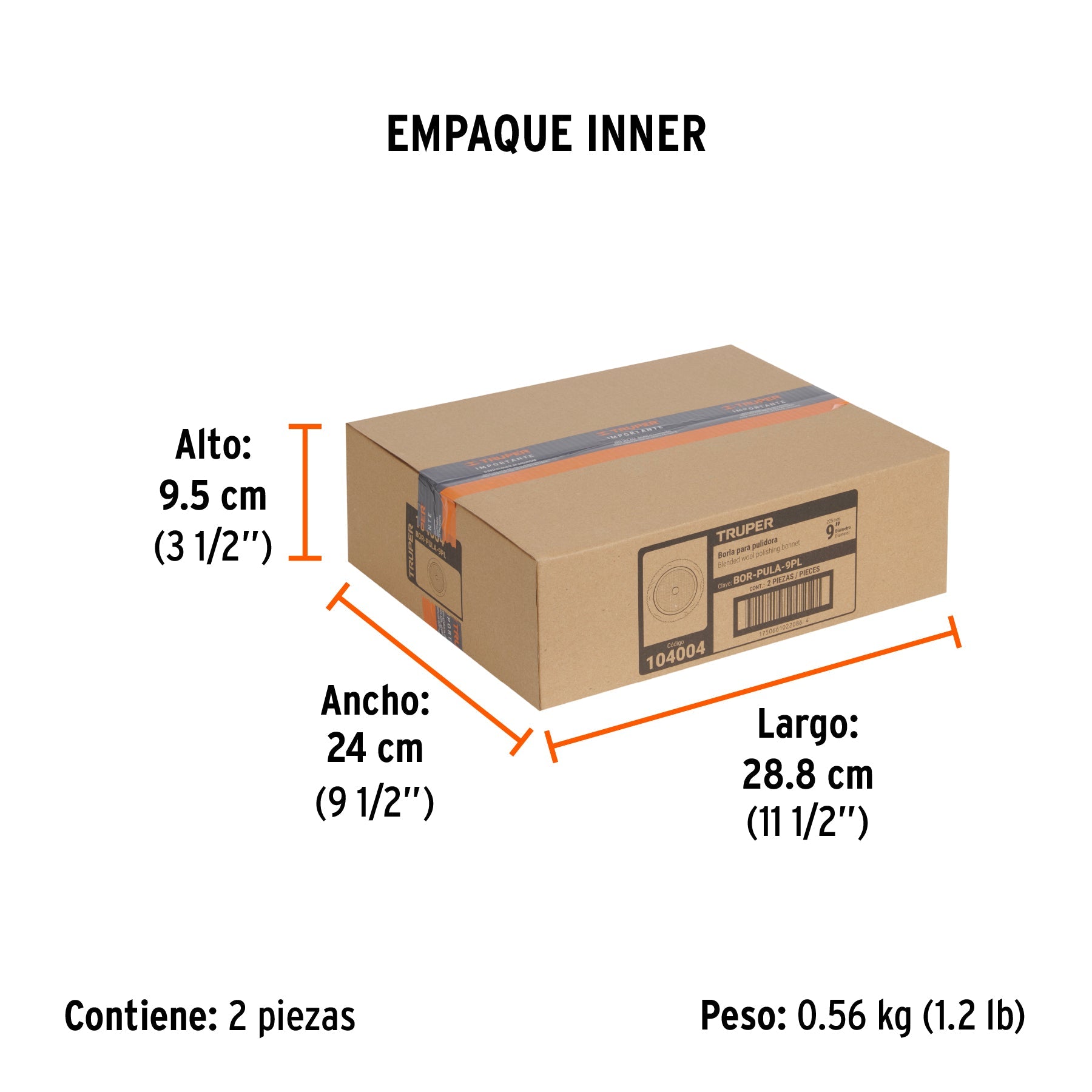 Borla para pulir 50% lana/50% poliéster de 9" hook and loop - Empaque