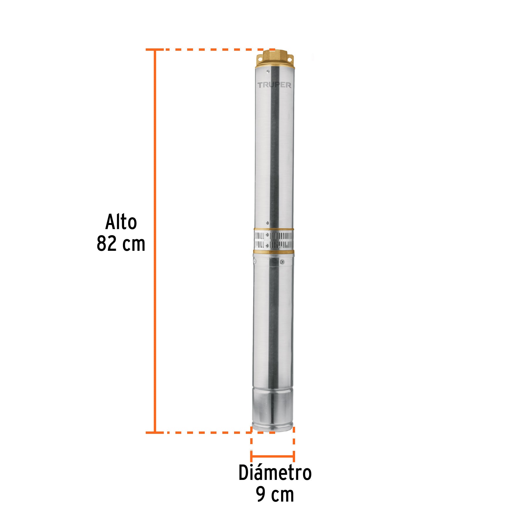Bomba sumergible tipo bala 4", 1-1/2HP, uso agrícola, TRUPER