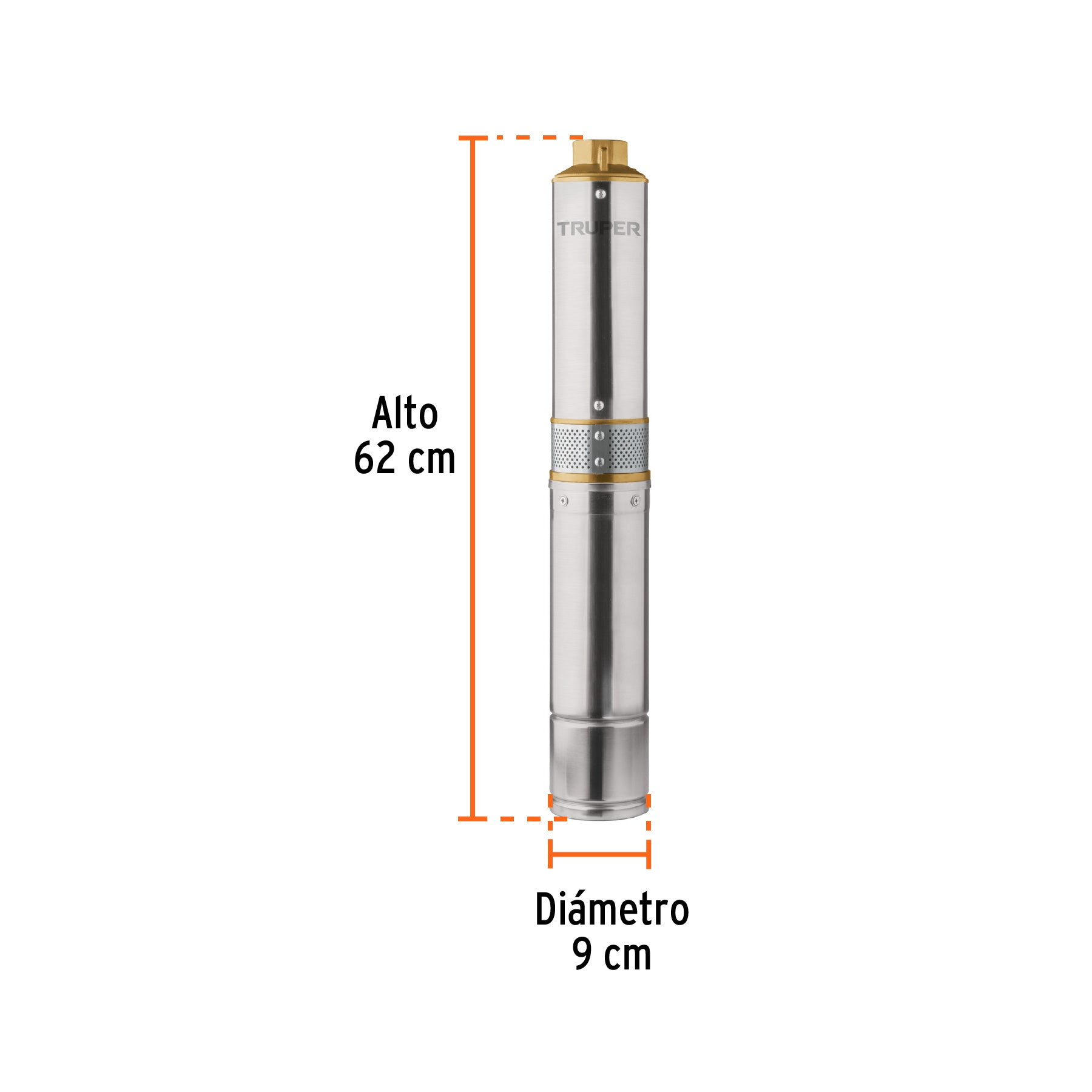 Bomba sumergible tipo bala 4", 1/2HP, agrícola, 220V,TRUPER