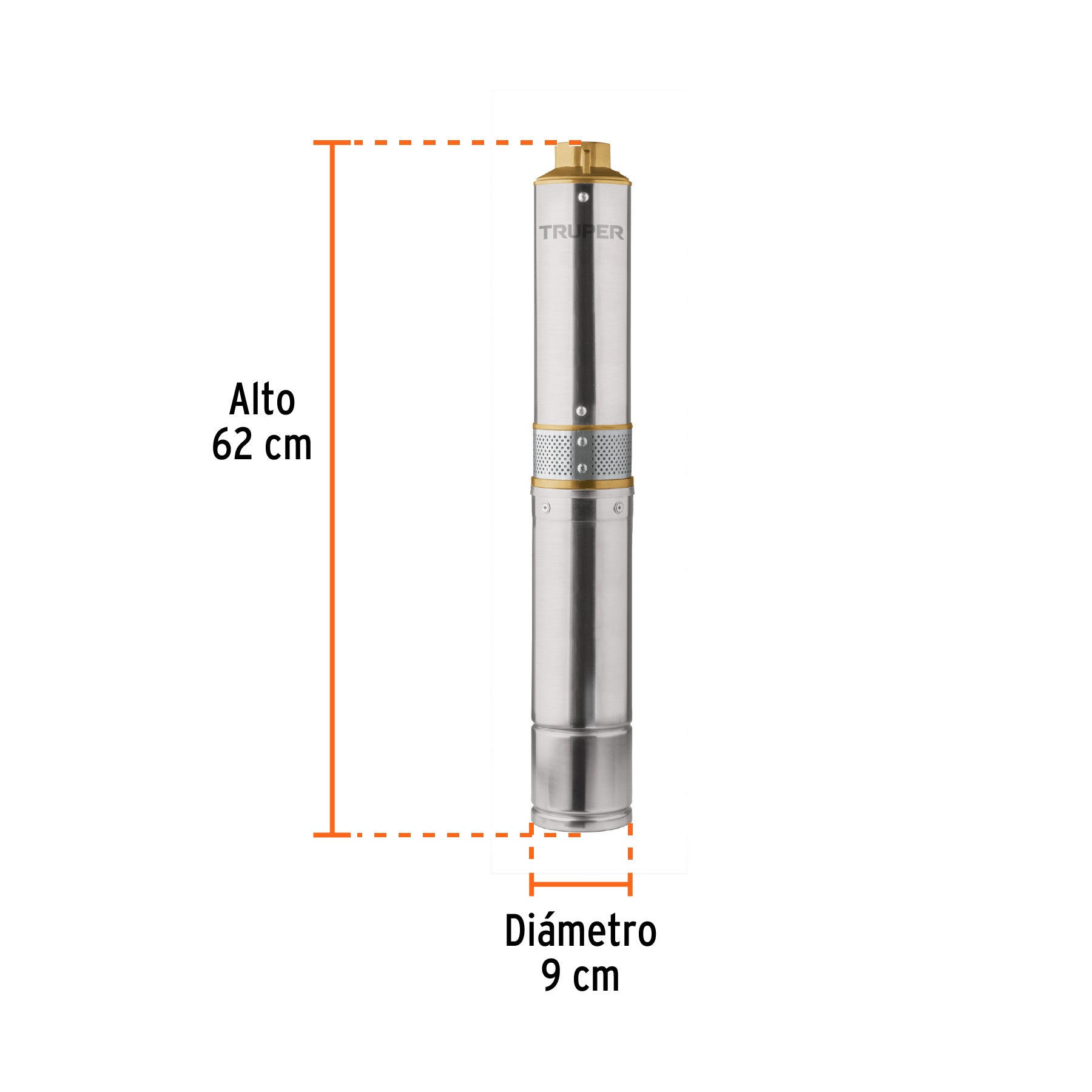 Bomba sumergible tipo bala 4", 1/2HP, uso agrícola, TRUPER