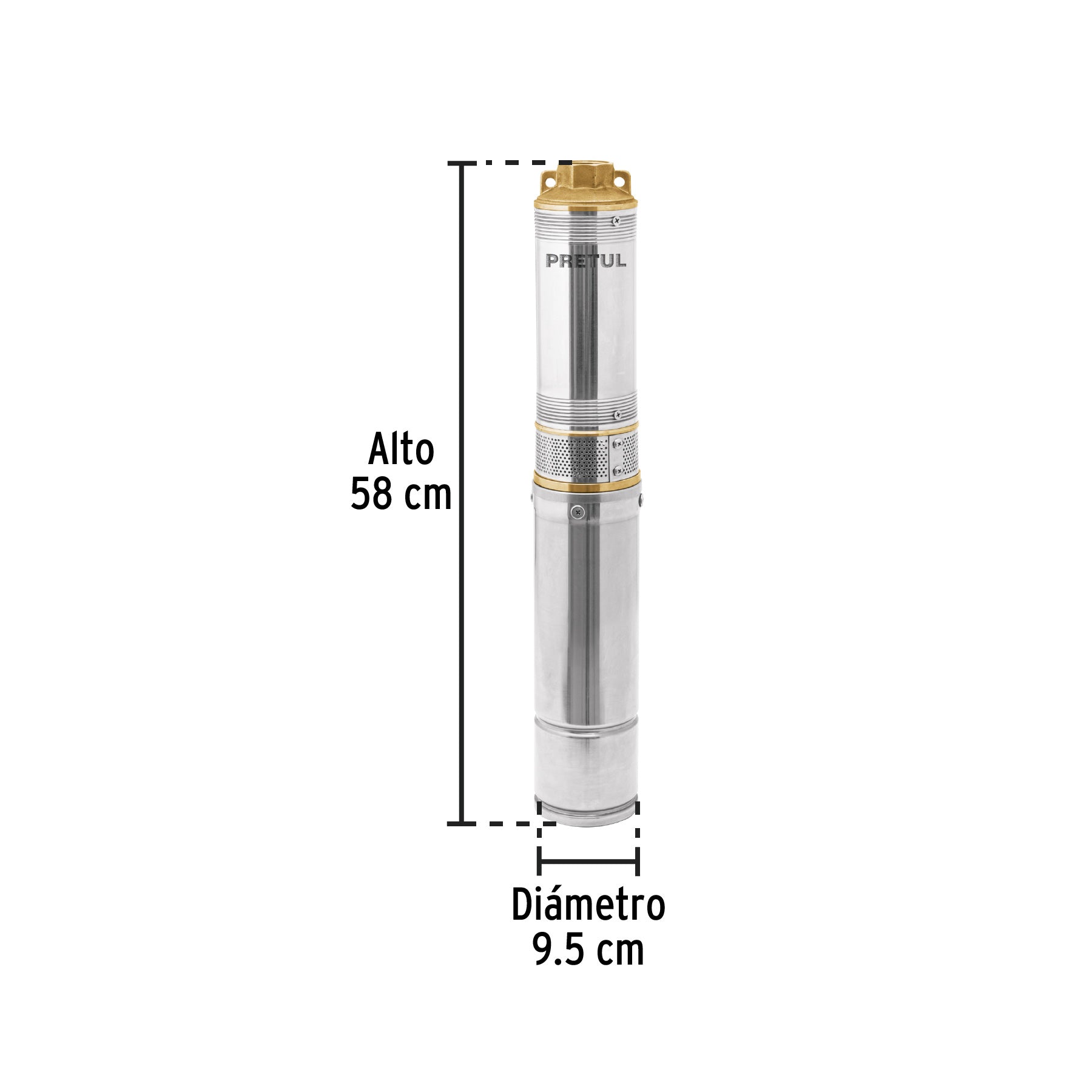 Bomba sumergible tipo bala 4", 1/2HP, uso agrícola, PRETUL