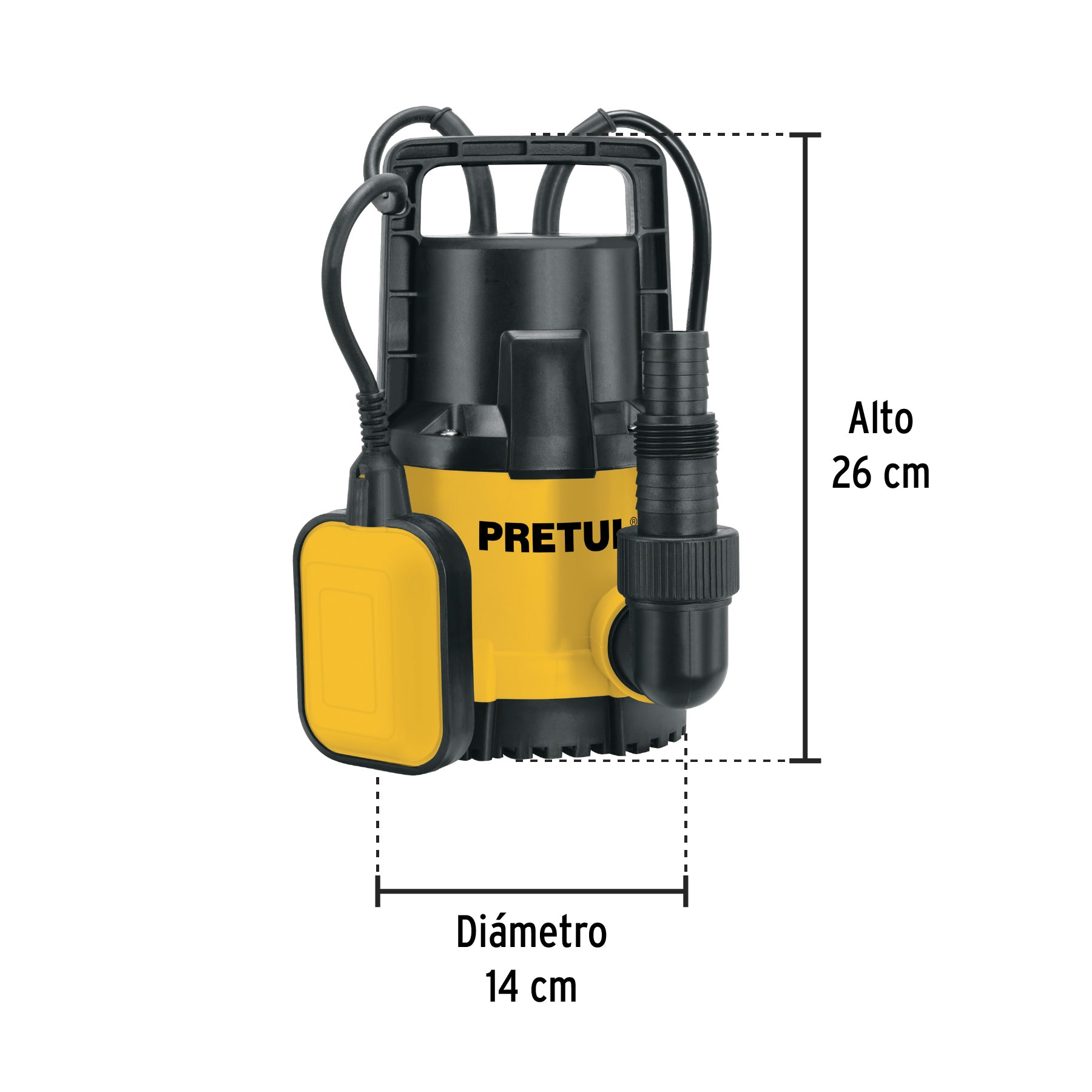 Bomba sumergible plástica, 1/2 HP para agua limpia, PRETUL