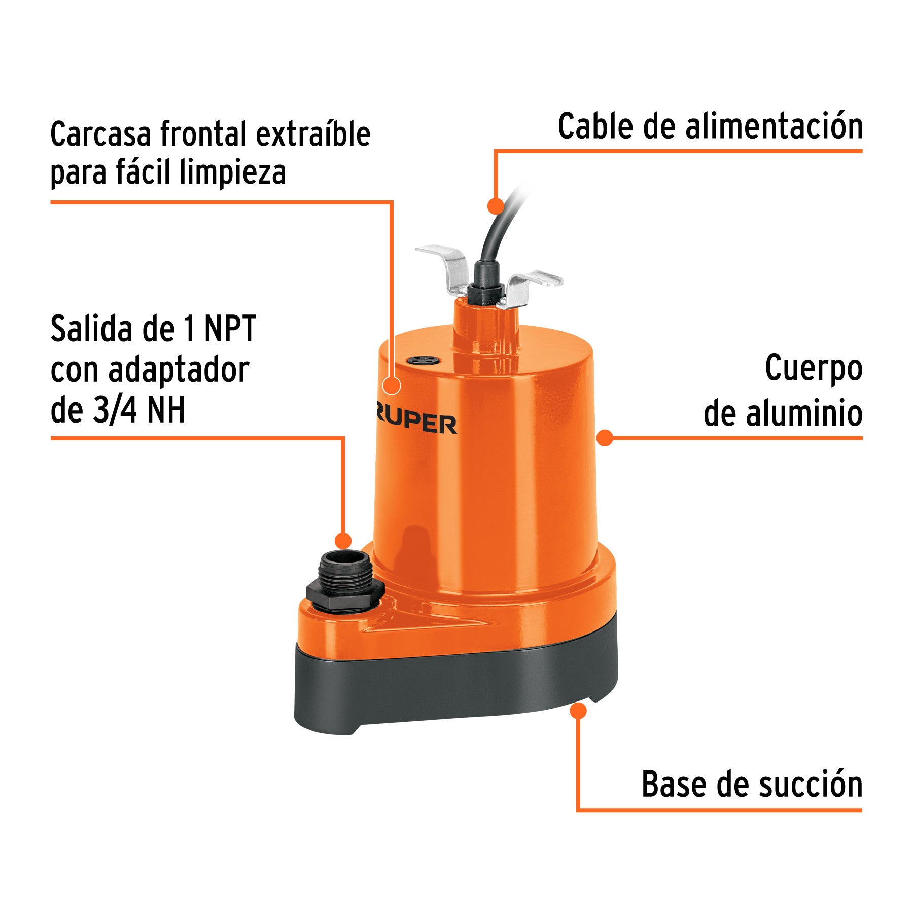 Bomba sumergible para fuente, 1/6 HP, TRUPER