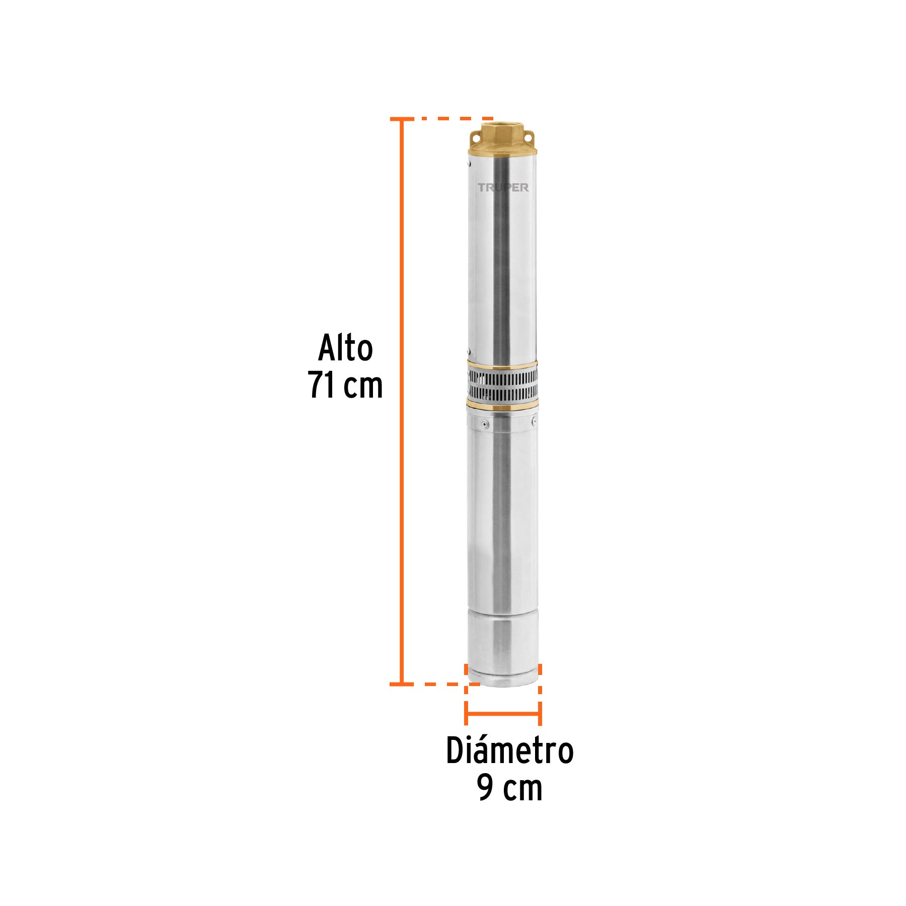 Bomba sumergible tipo bala 4", 1HP,uso agrícola, 220V,TRUPER