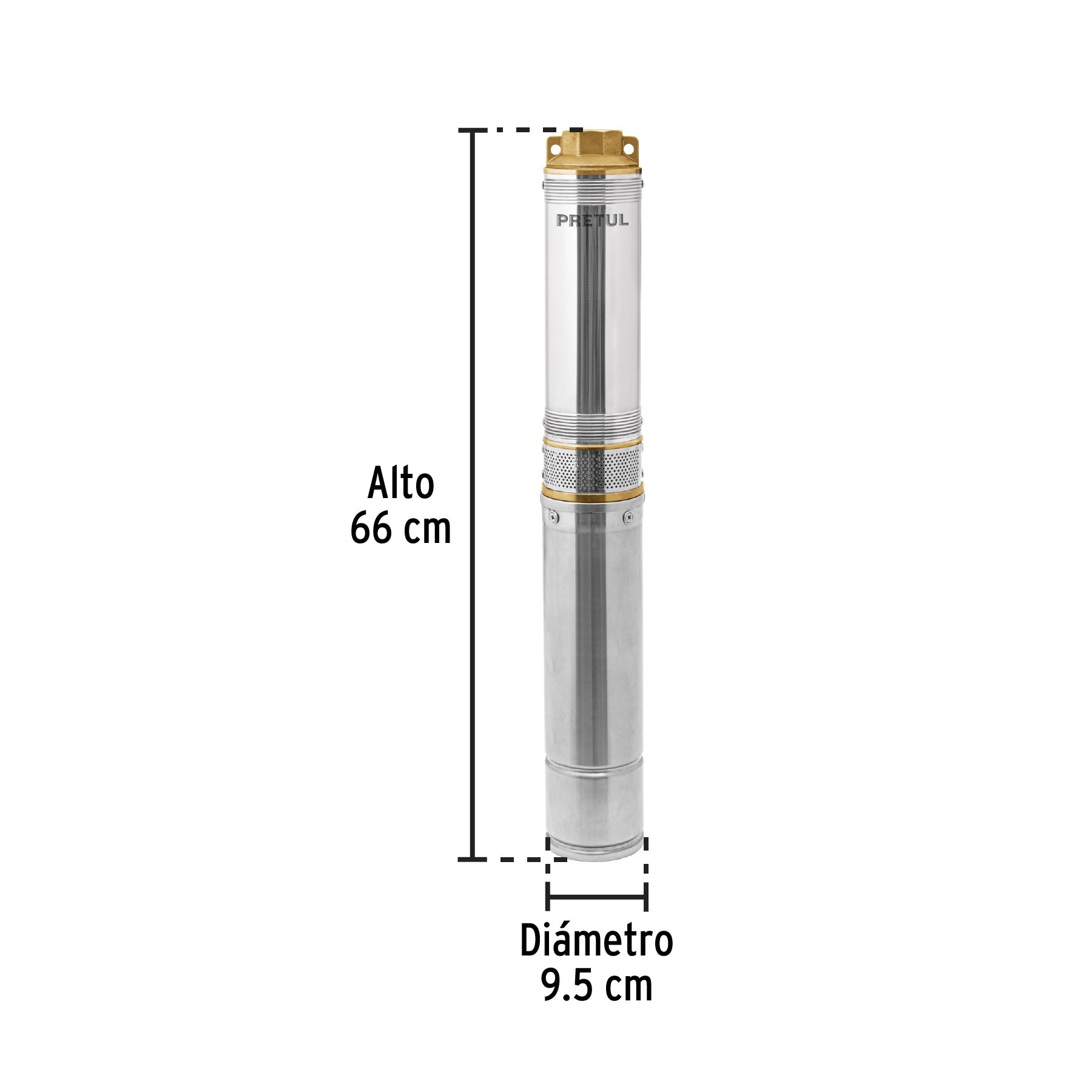 Bomba sumergible tipo bala 4", 1HP, uso agrícola, PRETUL