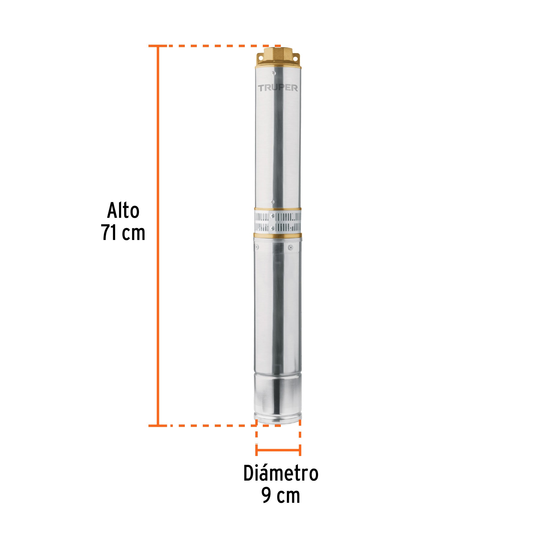 Bomba sumergible tipo bala 4", 1HP, uso agrícola, TRUPER