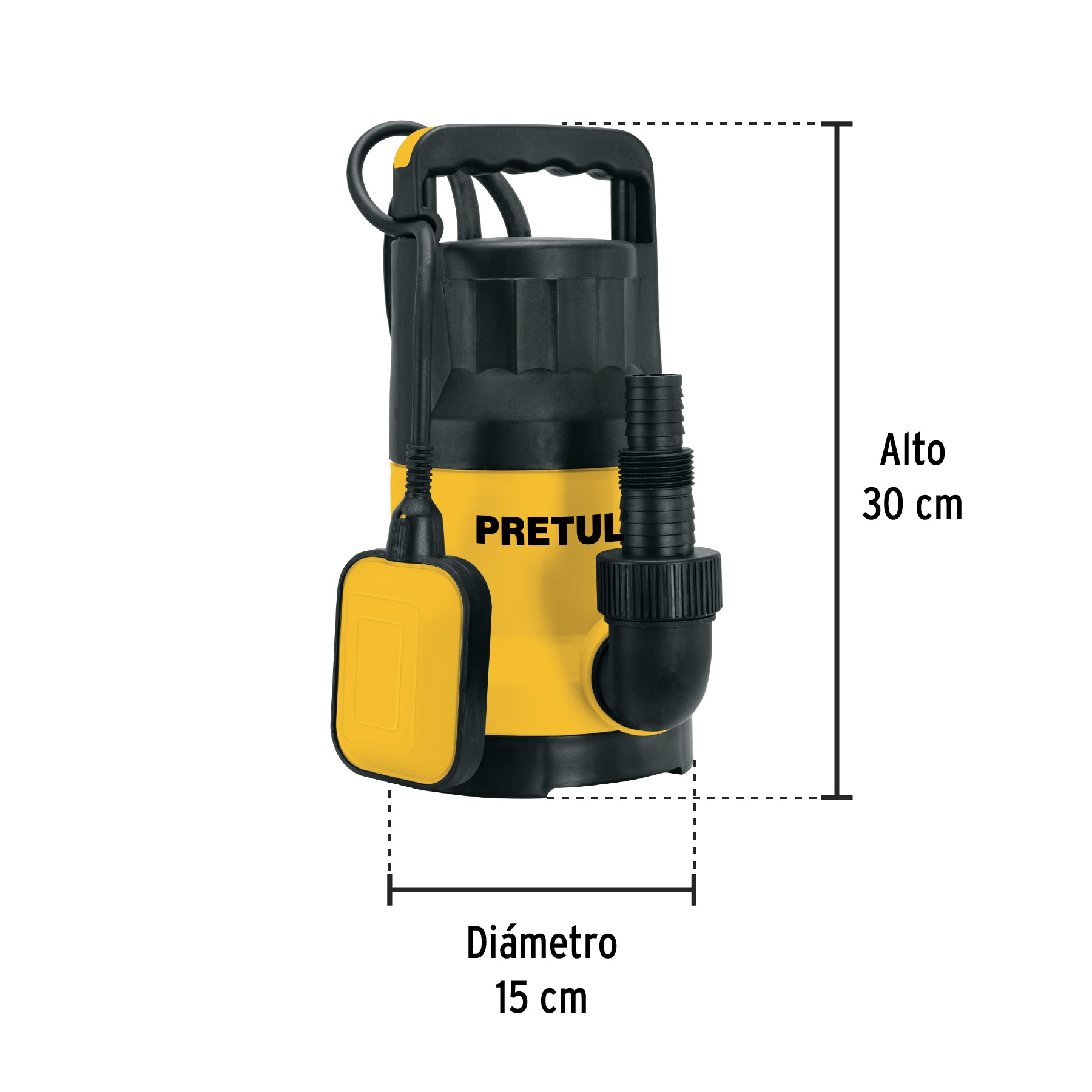 Bomba sumergible plástica, 1 HP para agua limpia, PRETUL