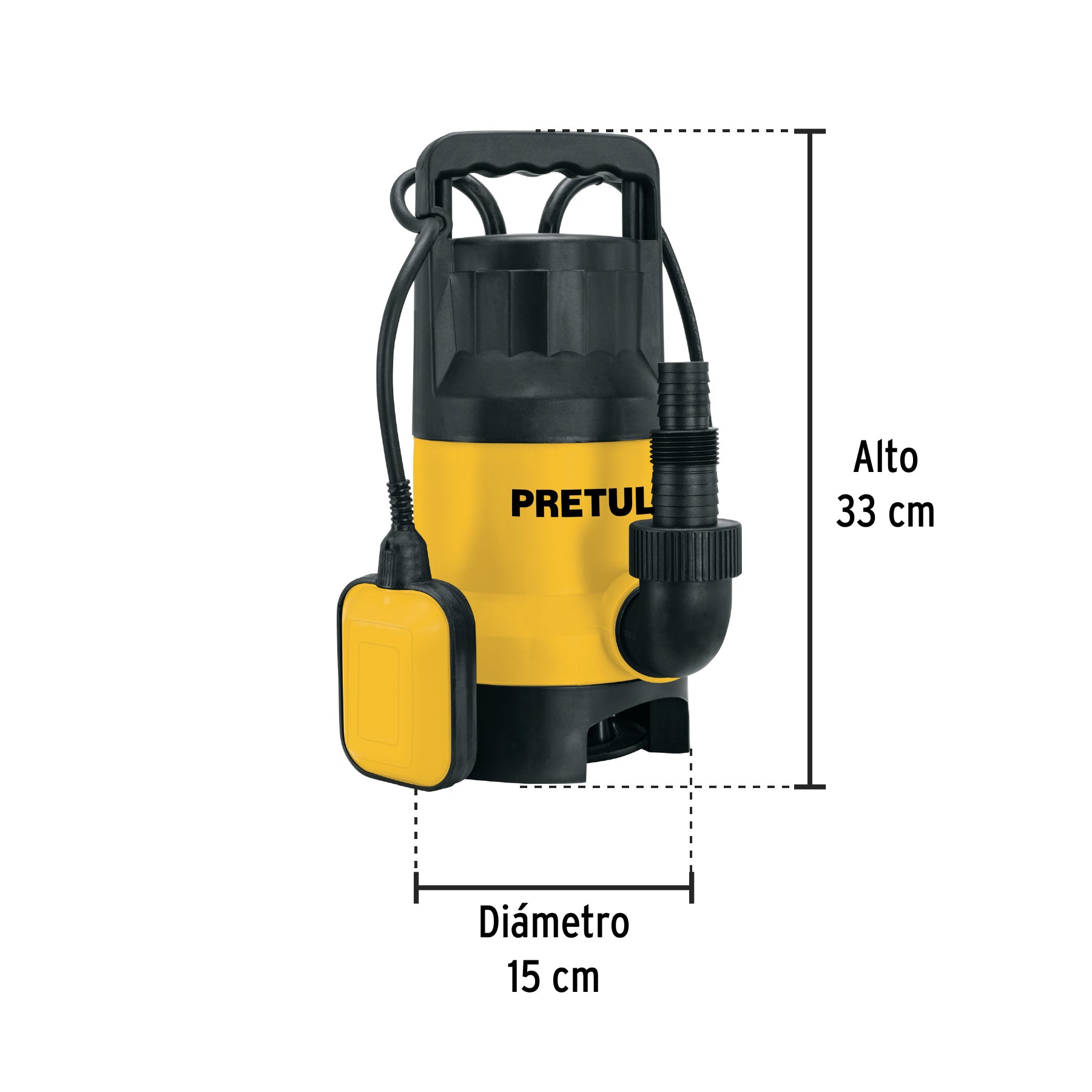 Bomba sumergible plástica, 1 HP para agua sucia, PRETUL