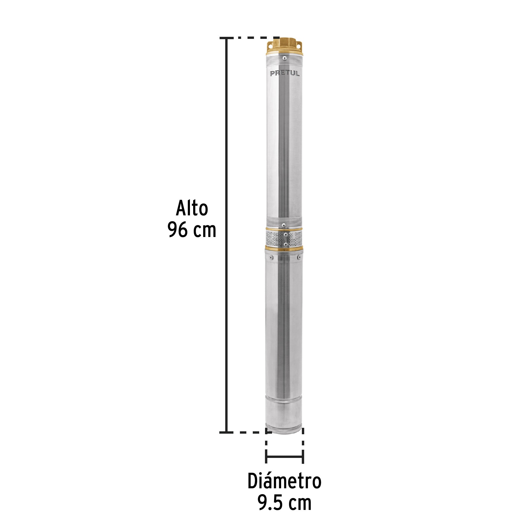 Bomba sumergible tipo bala 4", 2HP, uso agrícola, PRETUL