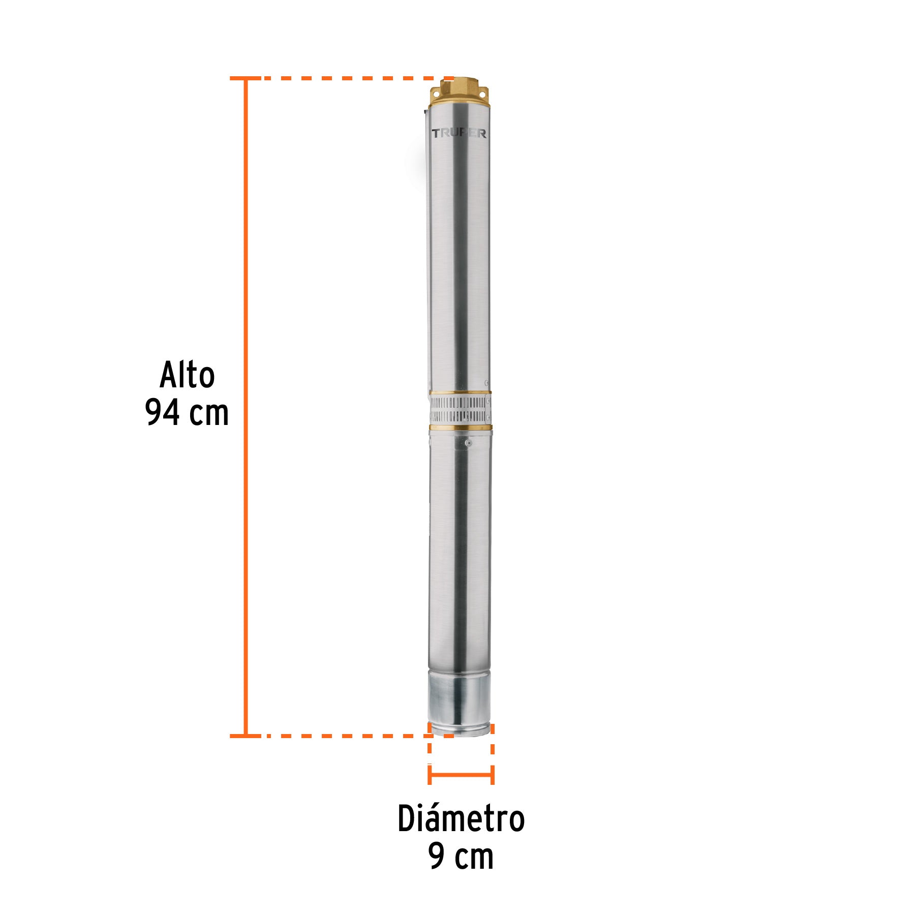 Bomba sumergible tipo bala 4", 2HP, uso agrícola, TRUPER