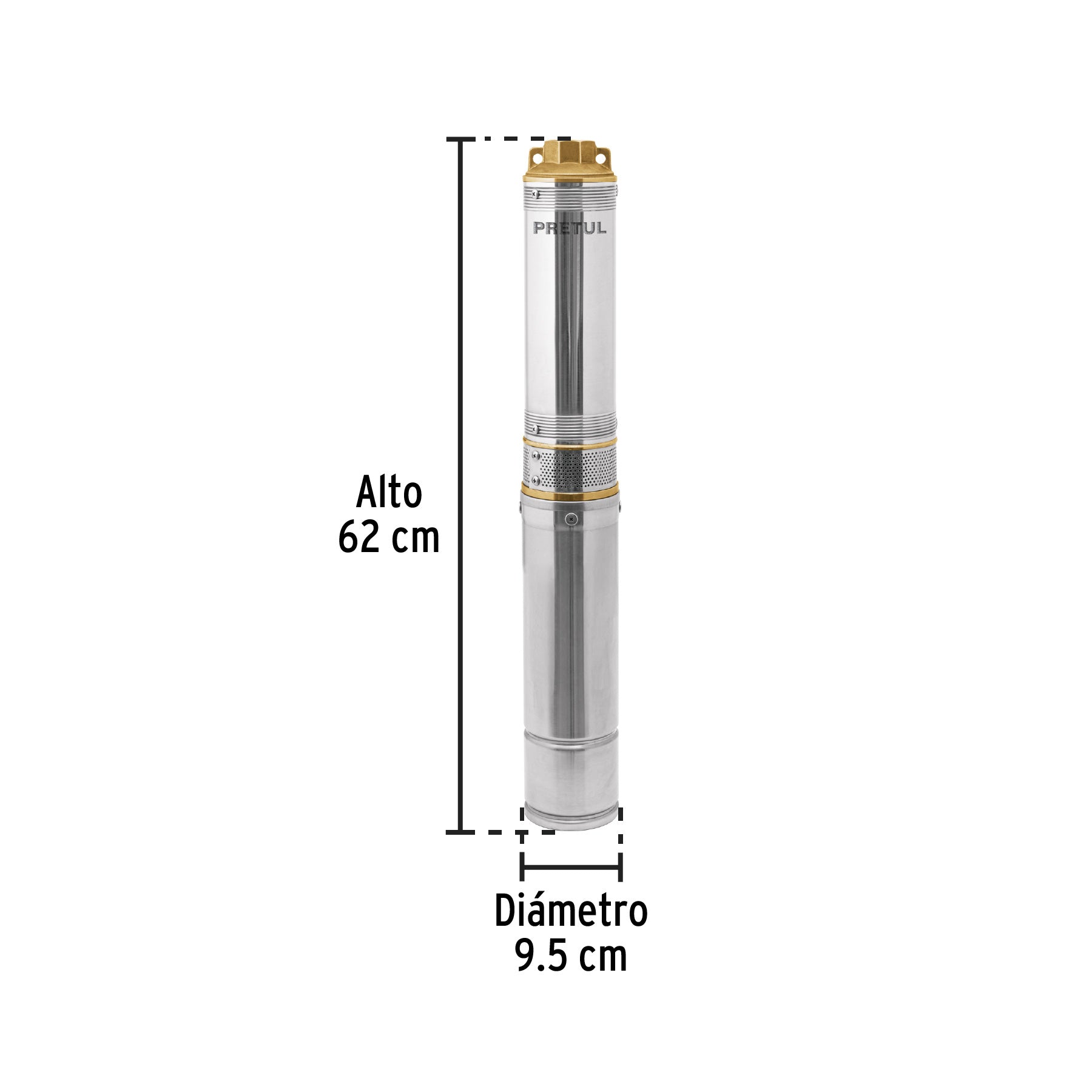 Bomba sumergible tipo bala 4", 3/4HP, uso agrícola, PRETUL