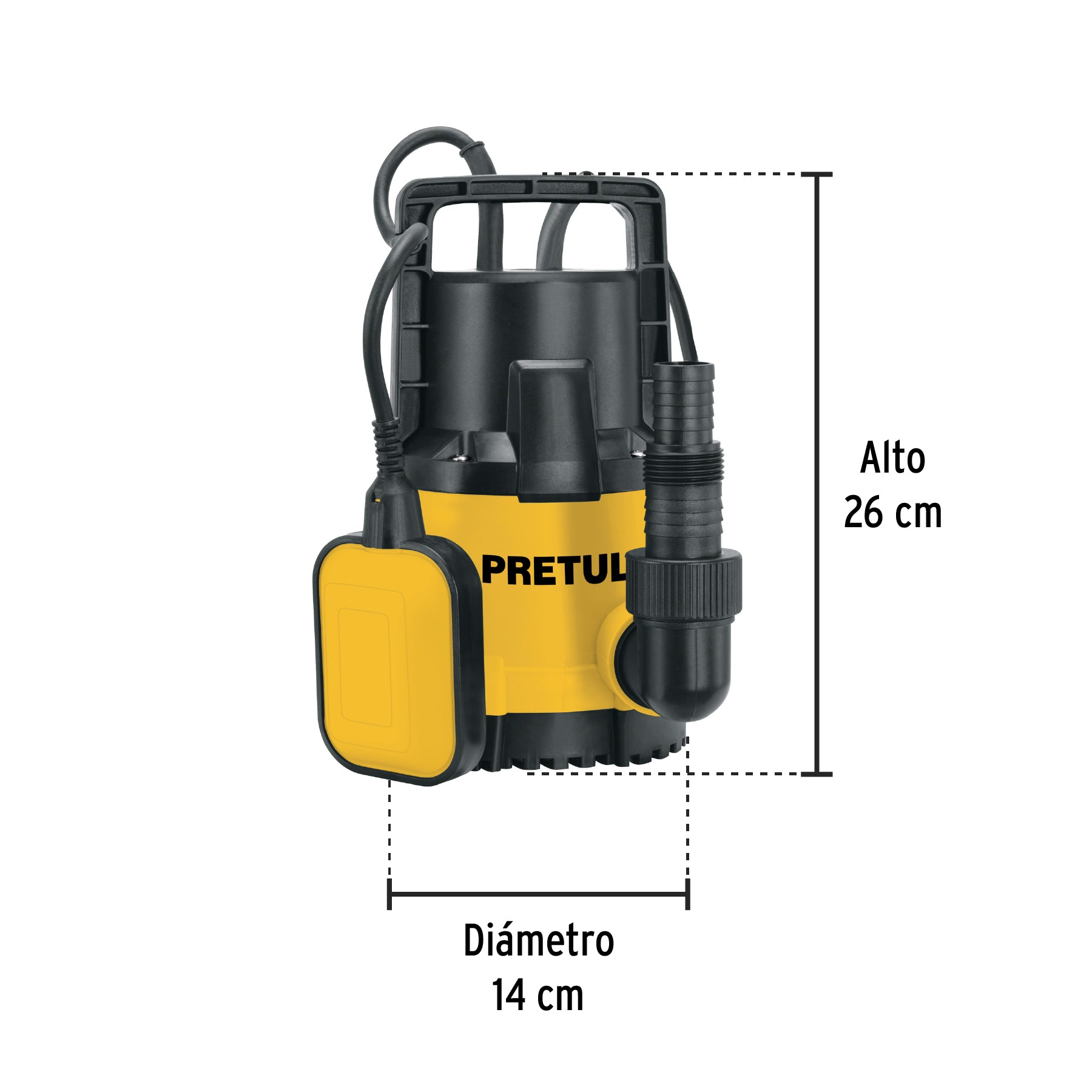 Bomba sumergible plástica, 3/4 HP para agua limpia, PRETUL