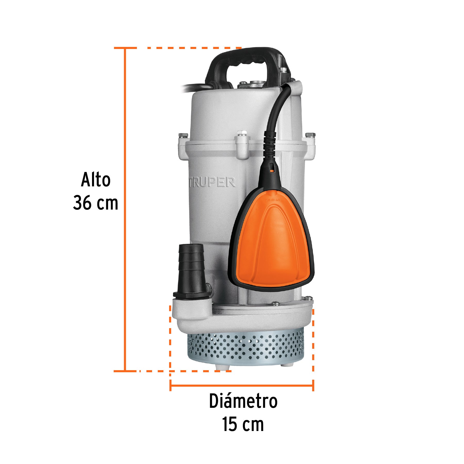 Bomba sumergible cubierta aluminio,agua limpia,3/4HP, TRUPER