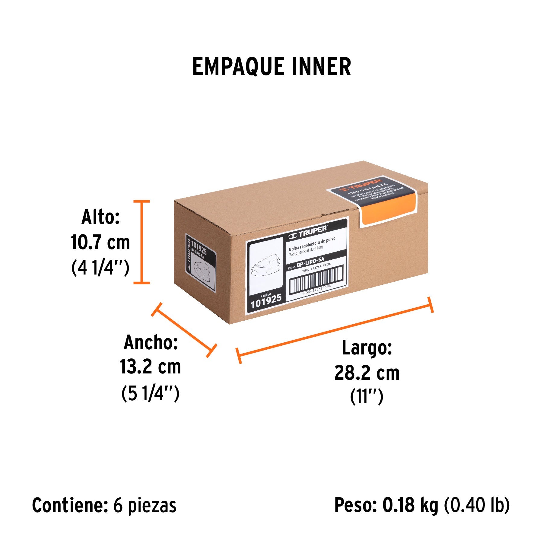Bolsa para polvo para LIRO-5A, TRUPER - Empaque