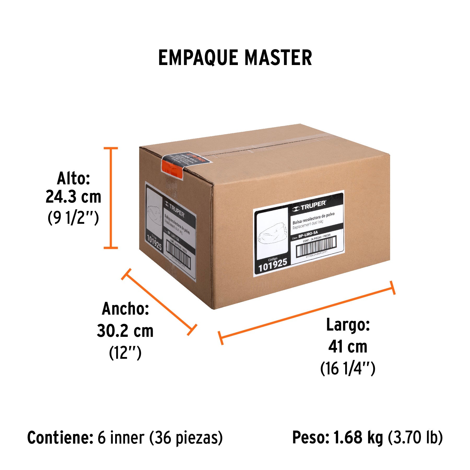 Bolsa para polvo para LIRO-5A, TRUPER - Empaque